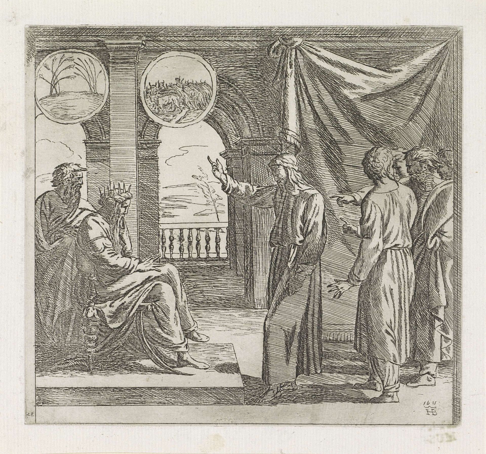 Jozef verklaart de dromen van de farao by Orazio Borgianni