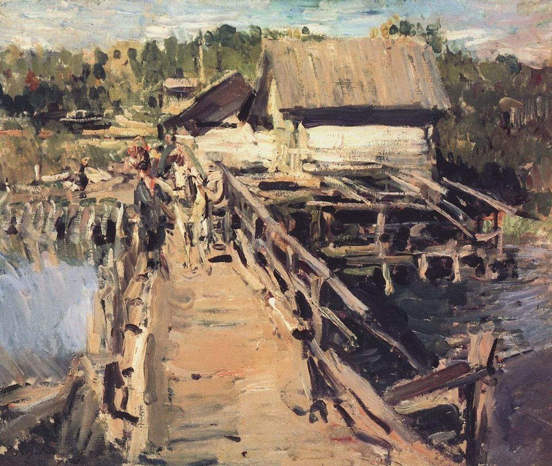 The bridge at the mill by Konstantin Alexeevich Korovin