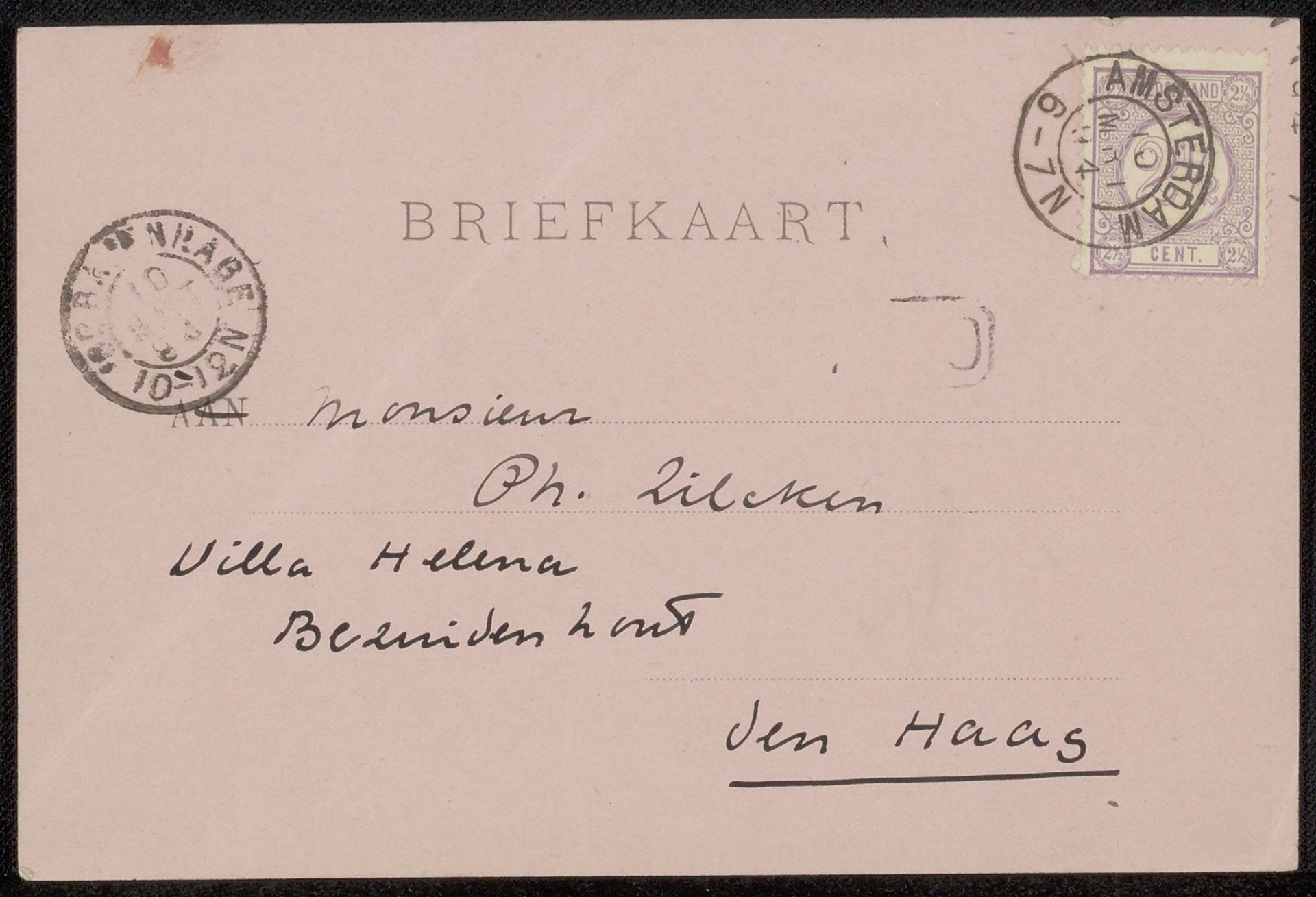 Briefkaart aan Philip Zilcken by Richard Nicolaüs Roland Holst