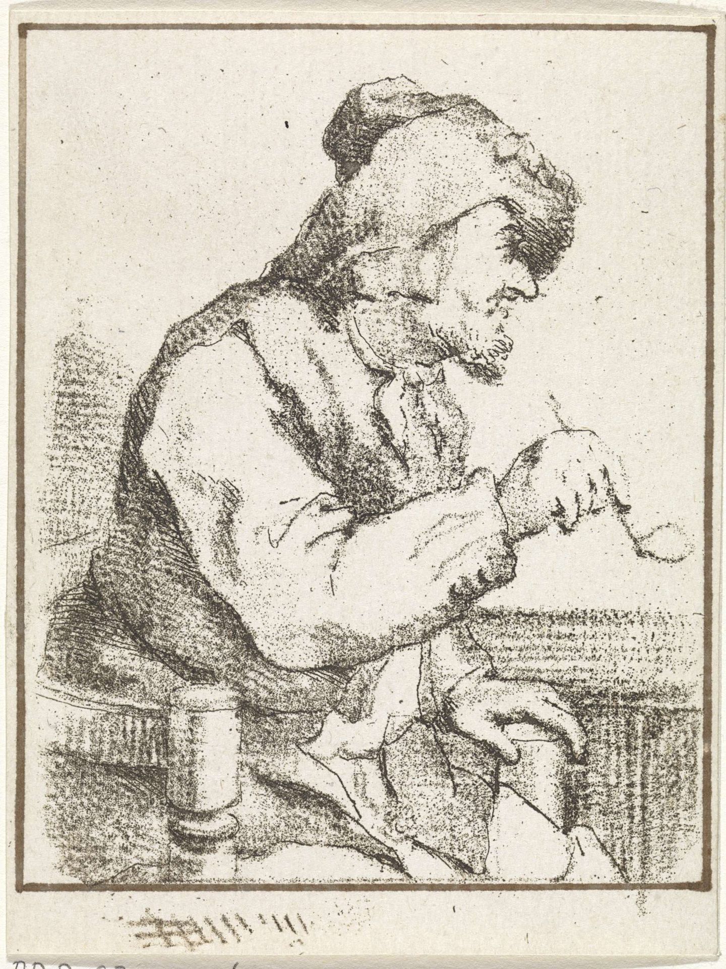 Man met een pijp, zittend aan tafel by Aert Schouman