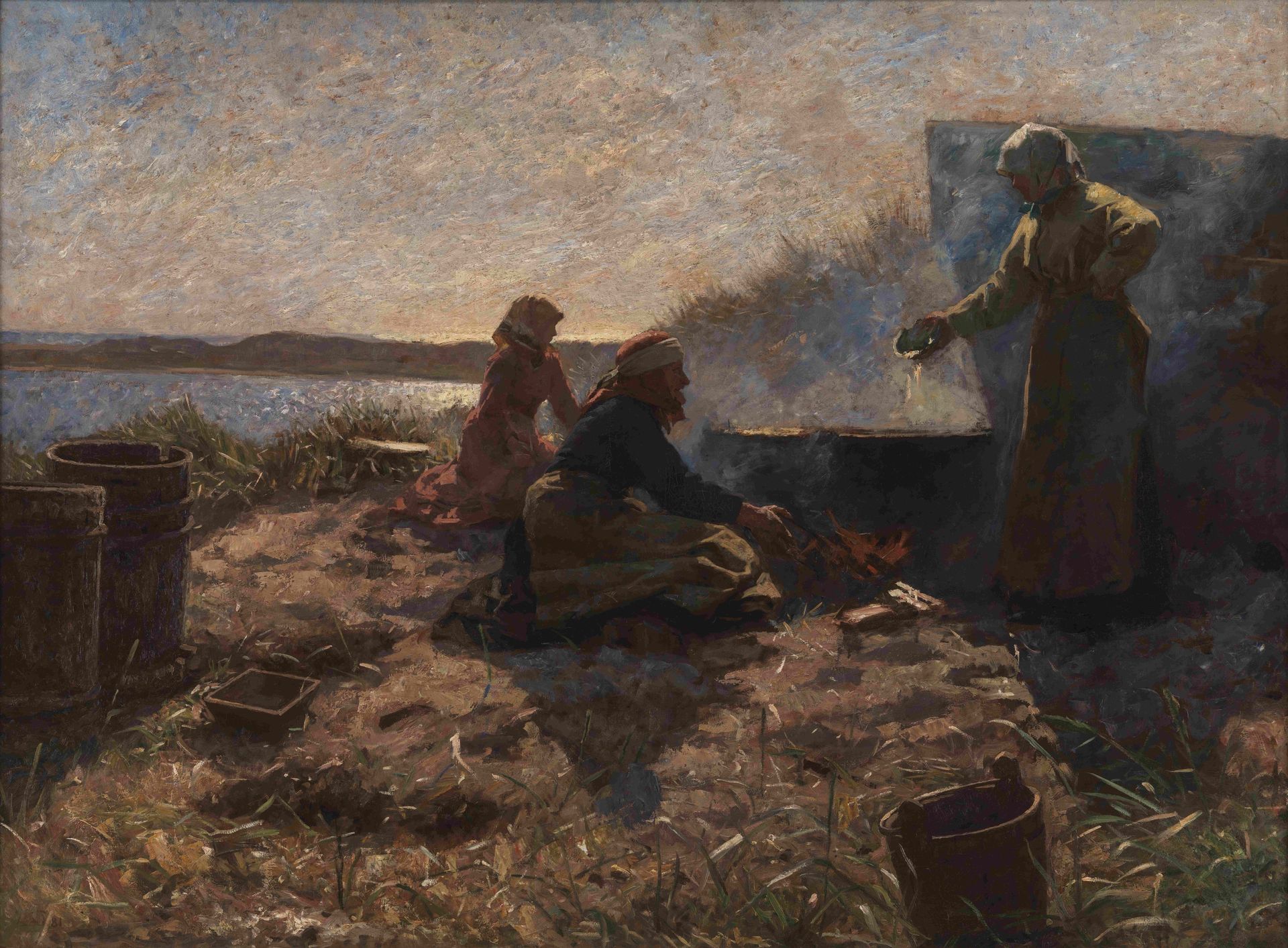 Boiling Train Oil at Nymindegab, Jutland by Tuxen, Laurits