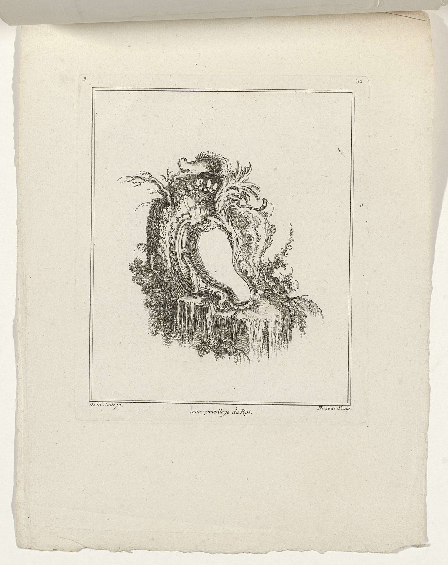 Cartouche omgeven door verschillende bladertakken by Gabriel Huquier