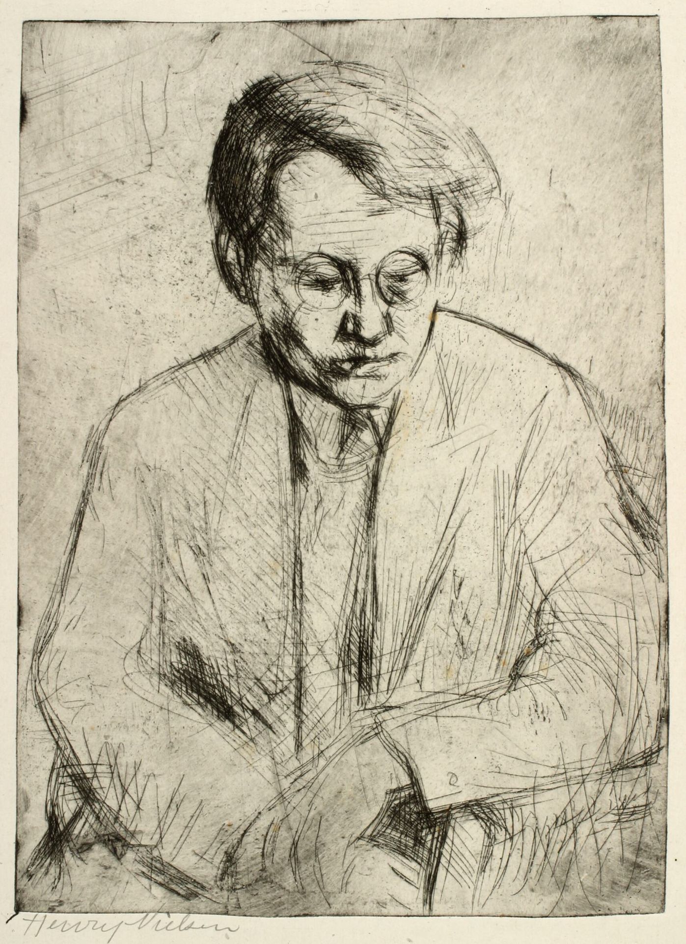 Siddende mand by Henry Nielsen