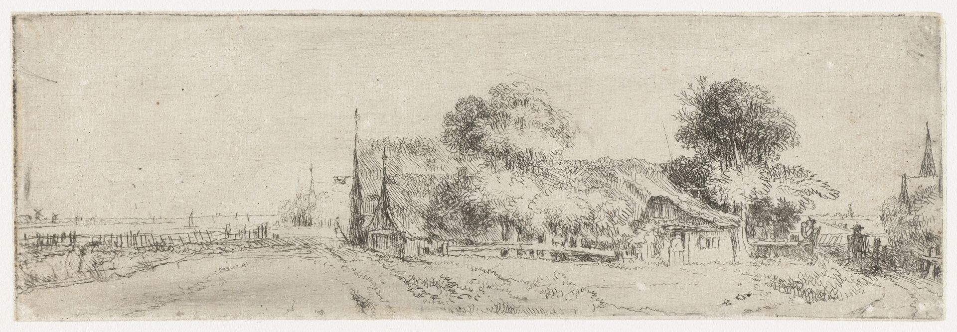 Twee boerderijen met spitse gevels by Philips Koninck