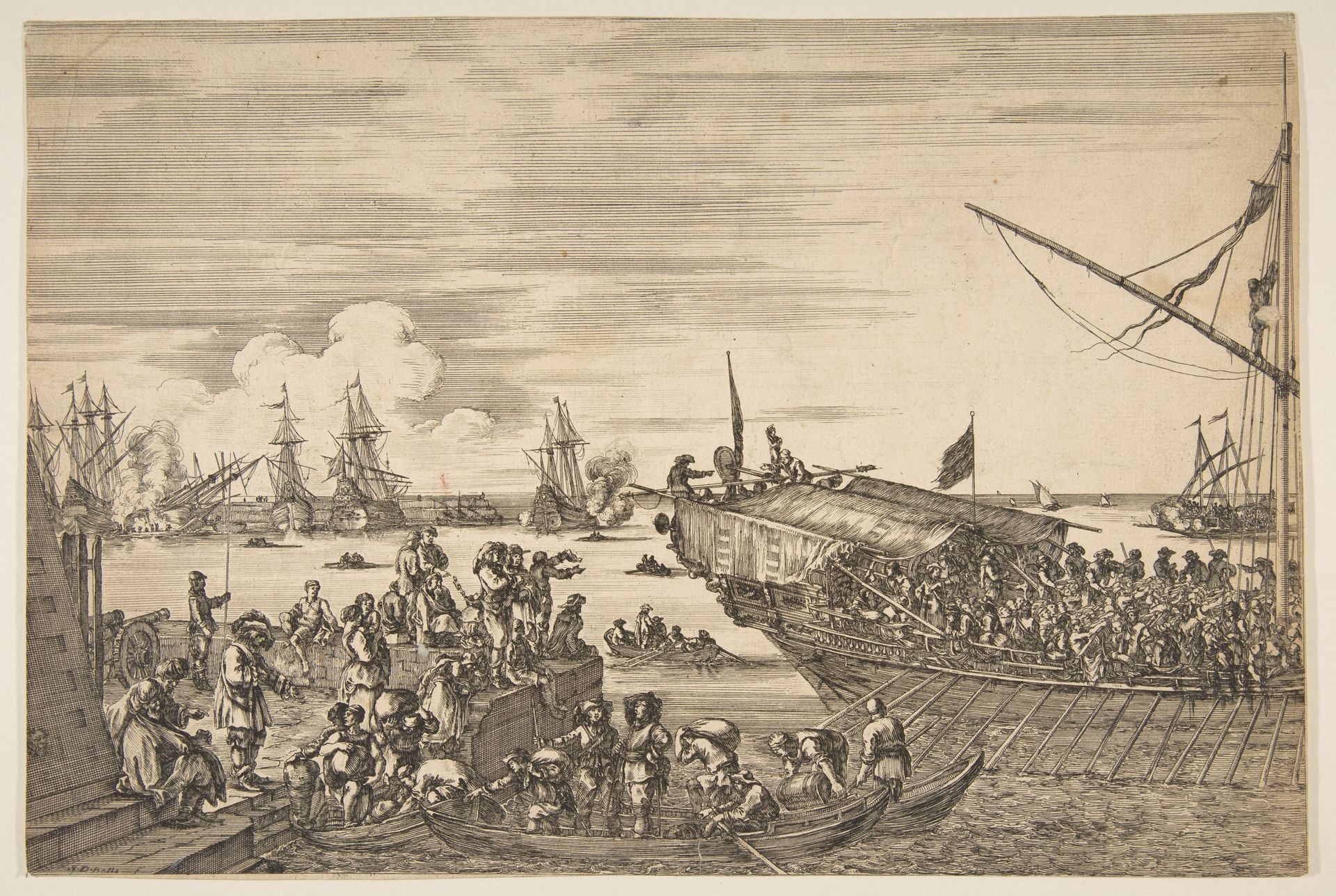 Departure of a galley at the Port of Livorno, from from 'Views of the port of Livorno' (Vues du port de Livourne) by Stefano della Bella
