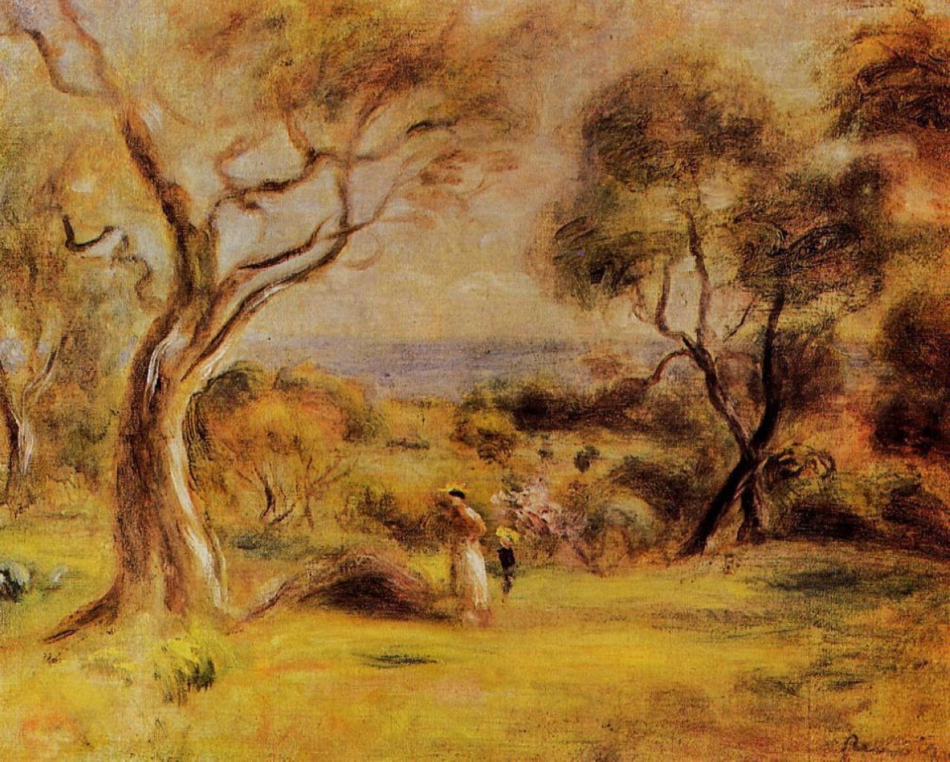 A Walk by the Sea by Pierre-Auguste Renoir