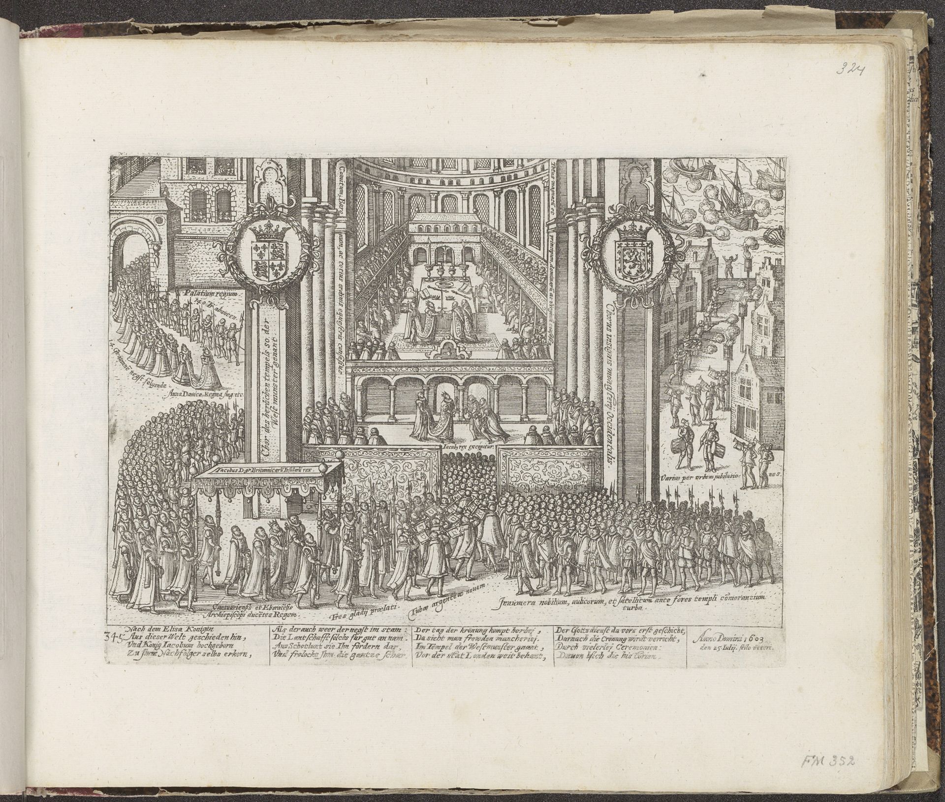 Kroning van Jacobus I te Westminster, 1603 by Frans Hogenberg