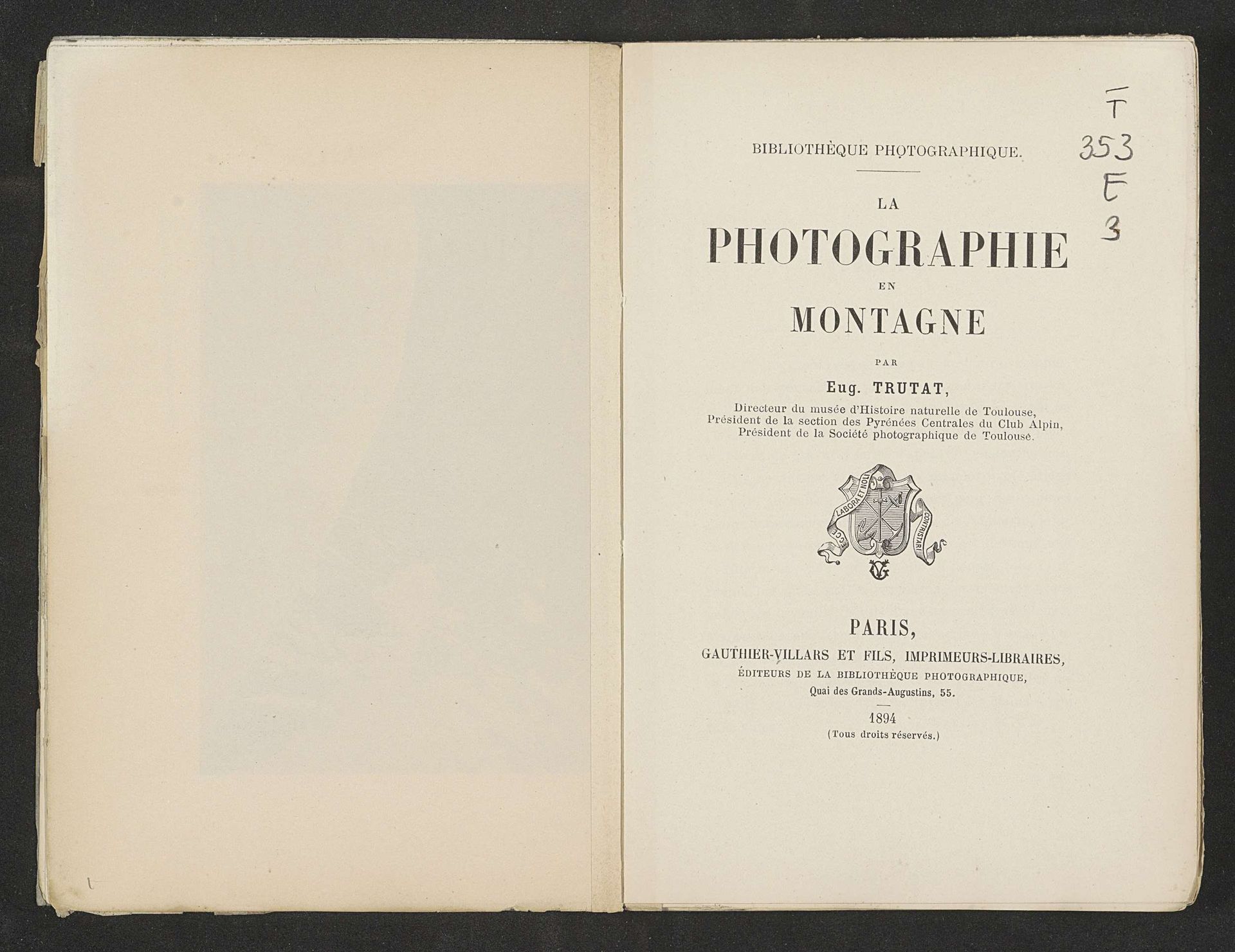 La photographie en montagne by Eugène Trutat