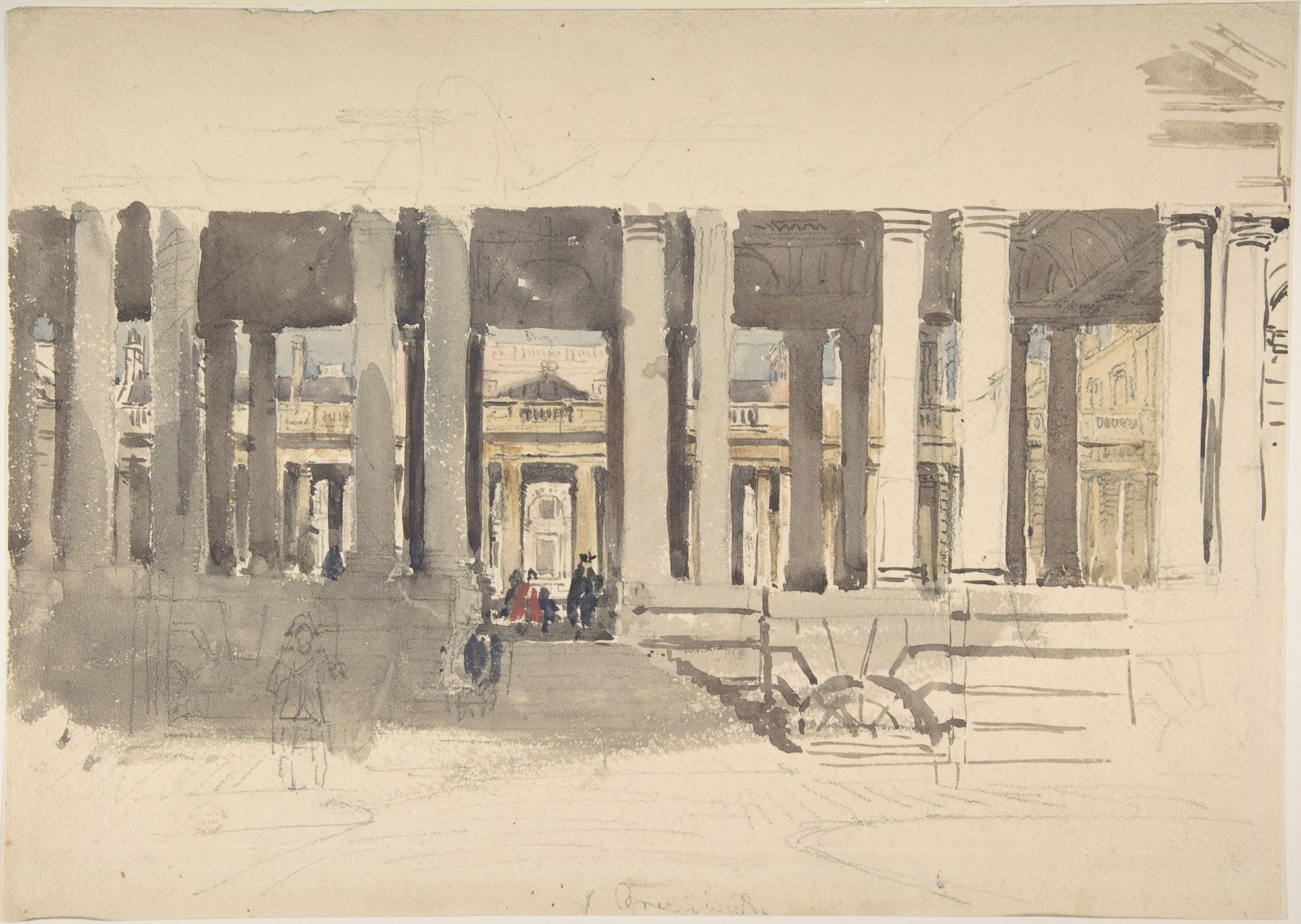 Greenwich Hospital (recto); Study of a Building (verso) by David Cox