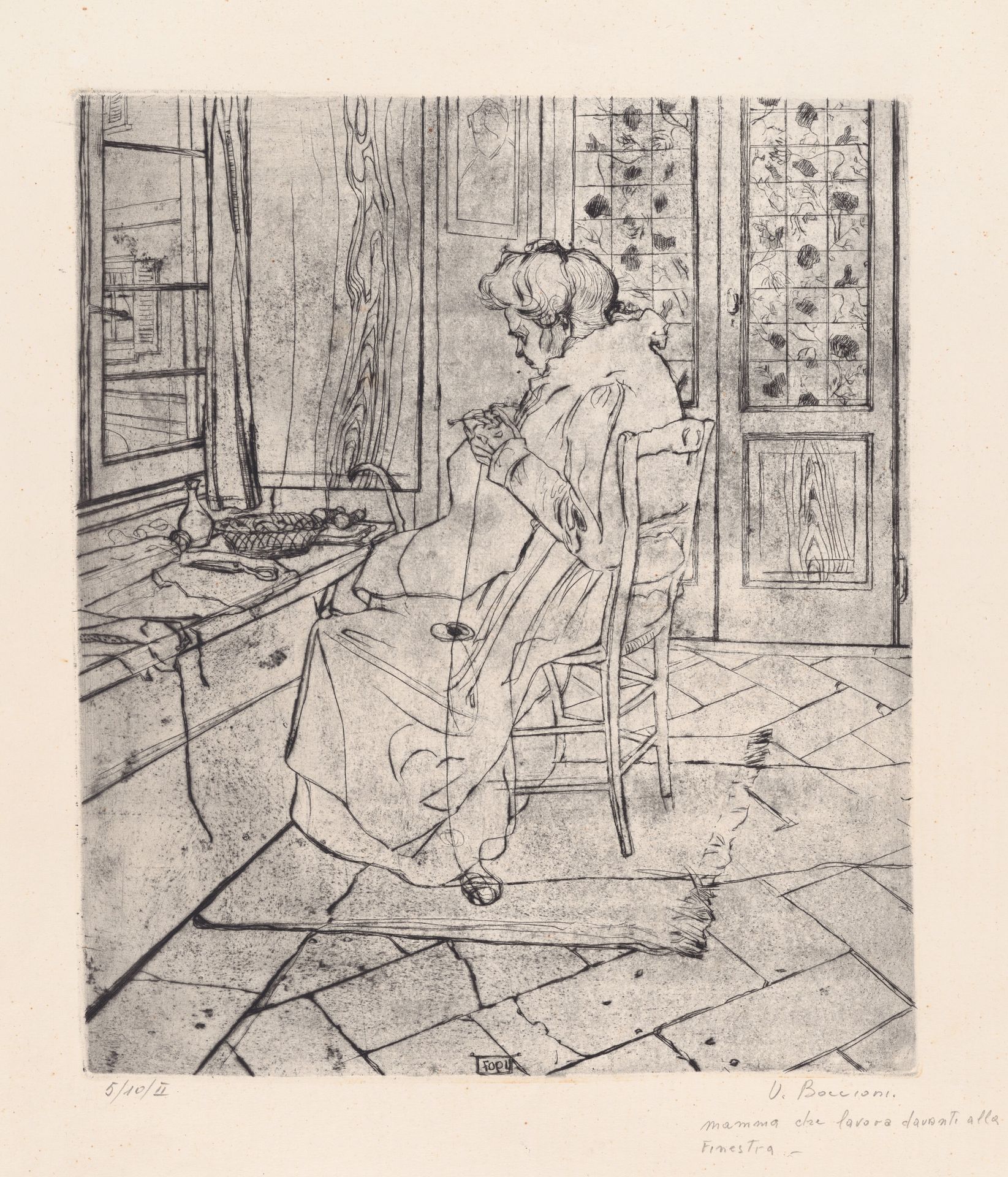 Mia madre che lavora [My Mother Working] by Umberto Boccioni