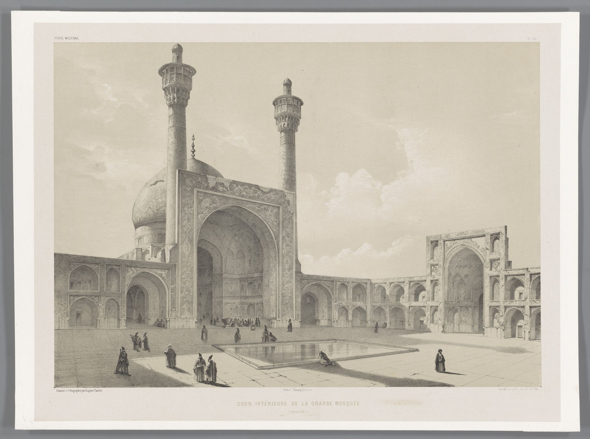 Binnenplein van de Vrijdagmoskee van Isfahan by Eugène Flandin