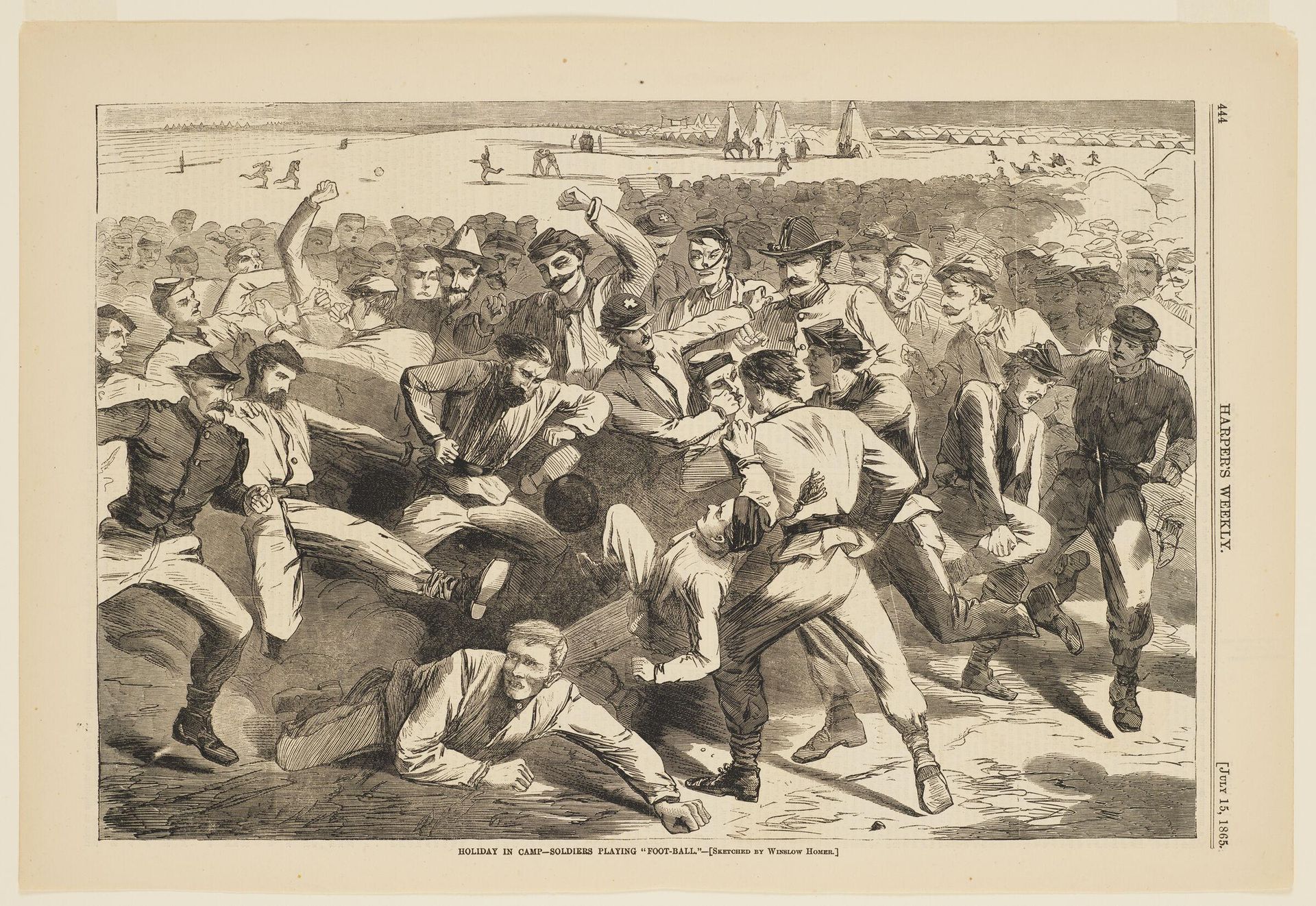 Holiday in Camp - Soldiers Playing "Foot-ball" ."- [SKETCHED BY WINSLOW HOMER.] by Anonymous