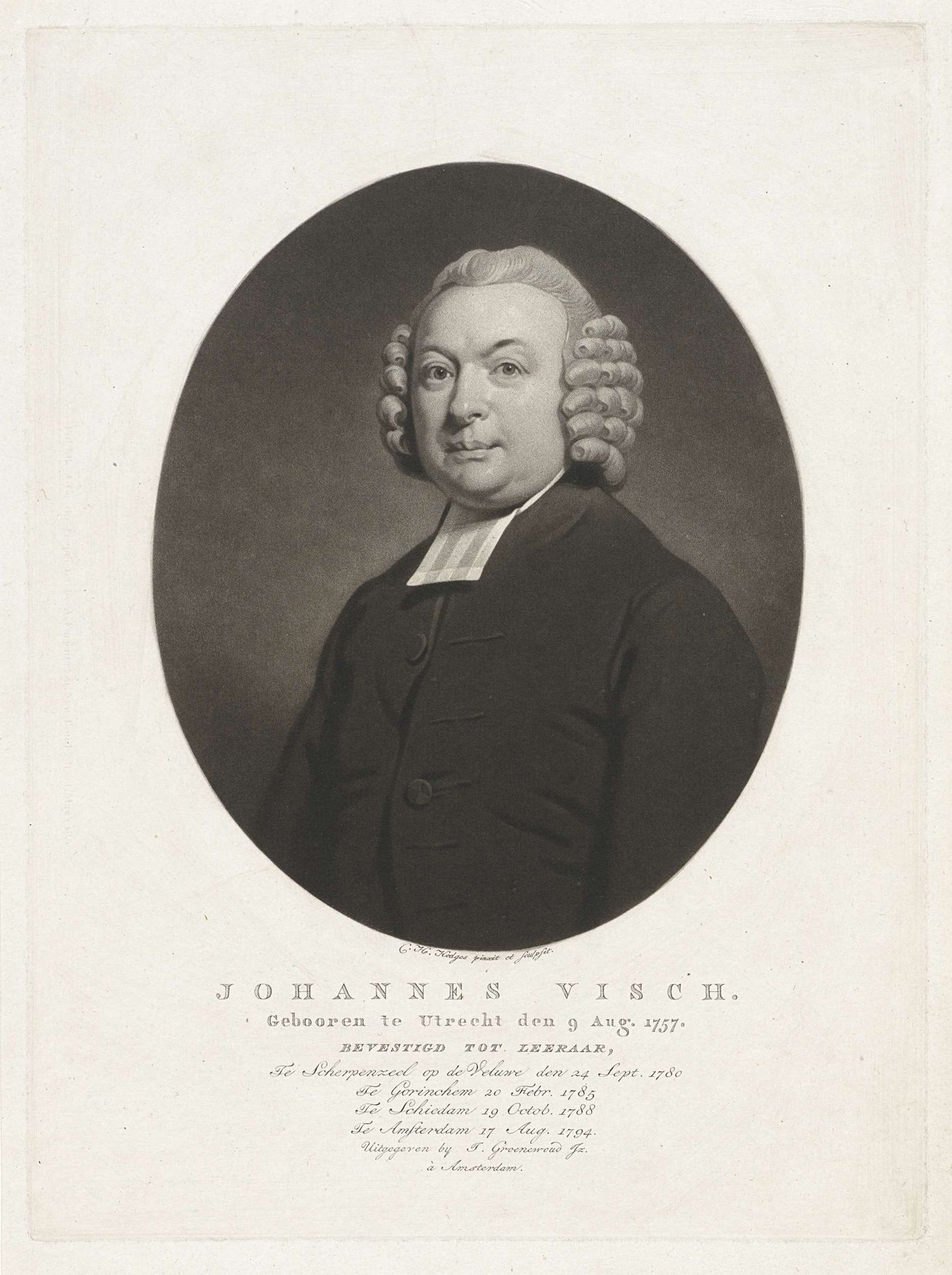 Portret van de predikant Johannes Visch by Charles Howard Hodges