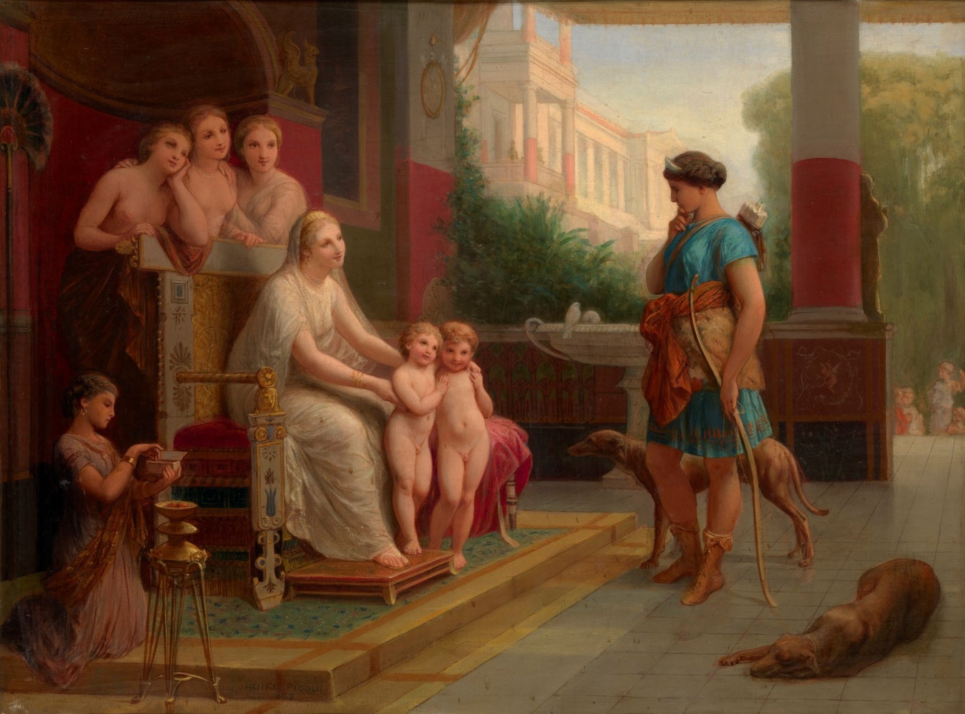 Two Boys Presented to Diana with the Three Graces Beyond by Henri-Pierre Picou