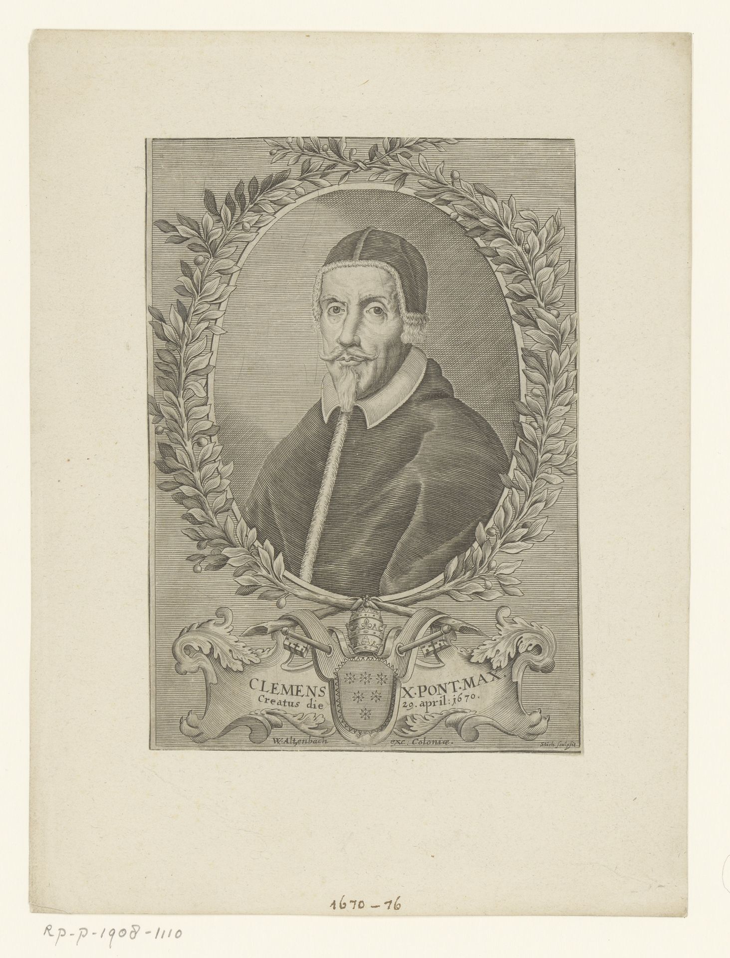 Portret van paus Clemens X by G.C. Stich