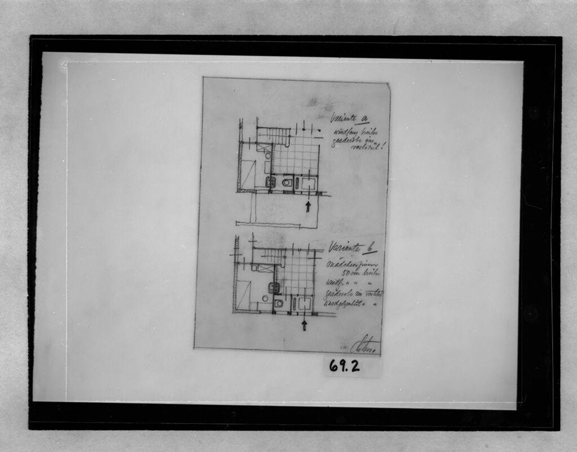 Single-Family Residence, Type II, 1932-1933: Sketches of plans by Hanns Dustmann