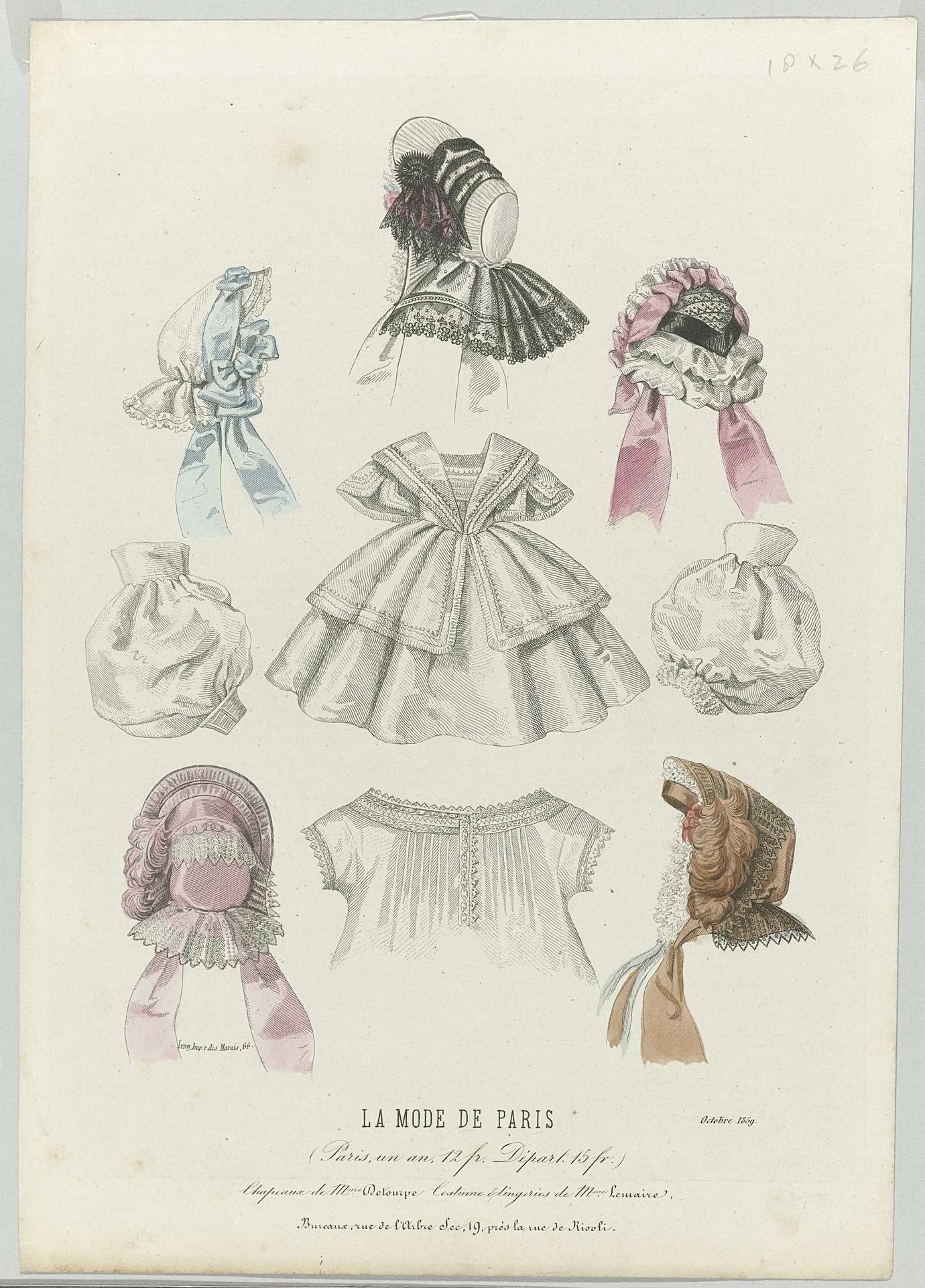 La Mode de Paris, octobre 1859 : Chapeaux de Mme Detourp (...) by Anonymous