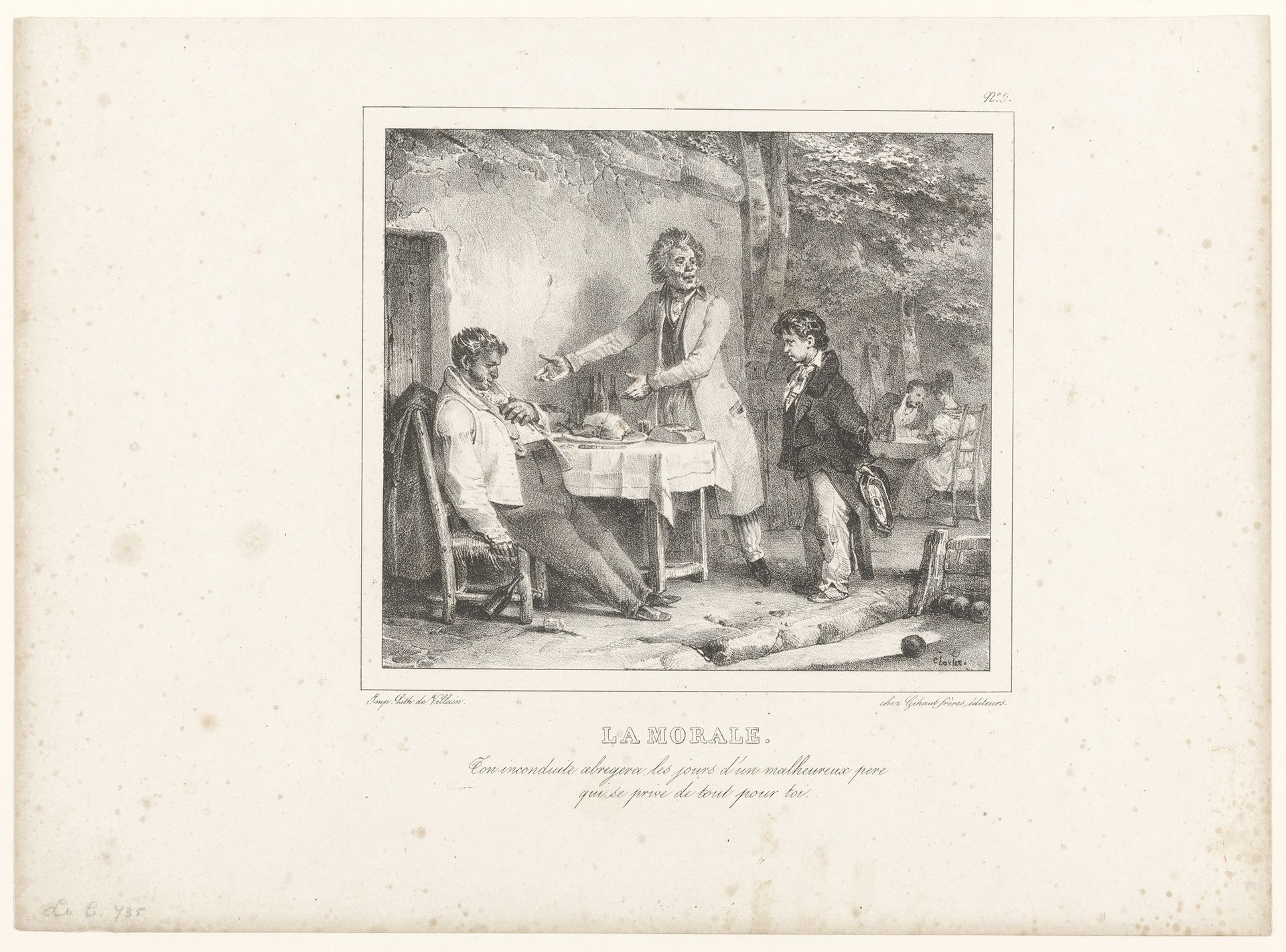 Jongen ontmoet zijn vader na een overdadige maaltijd by Nicolas Toussaint Charlet