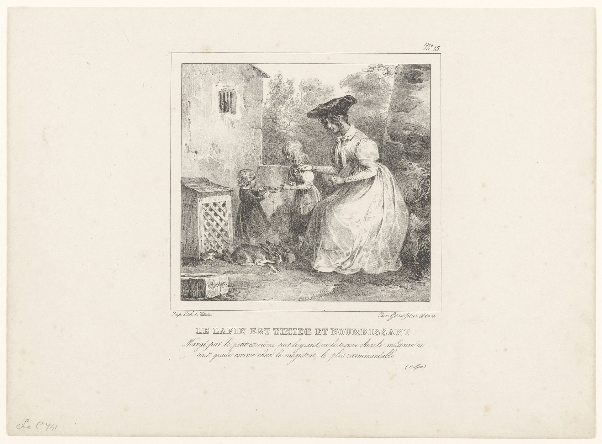 Moeder en twee kinderen met konijnen by Nicolas Toussaint Charlet