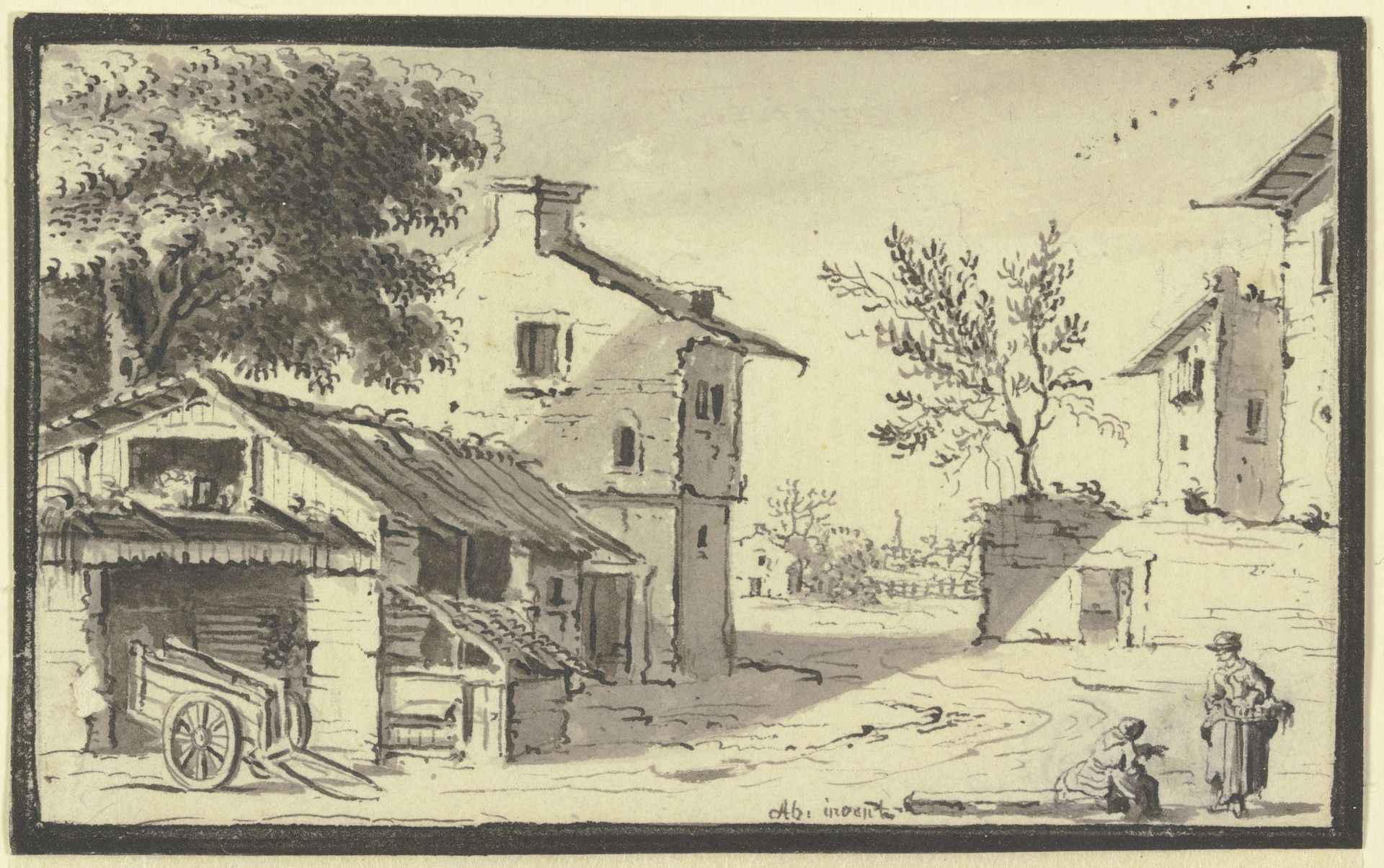 Street in a village by Johann Ludwig Aberli