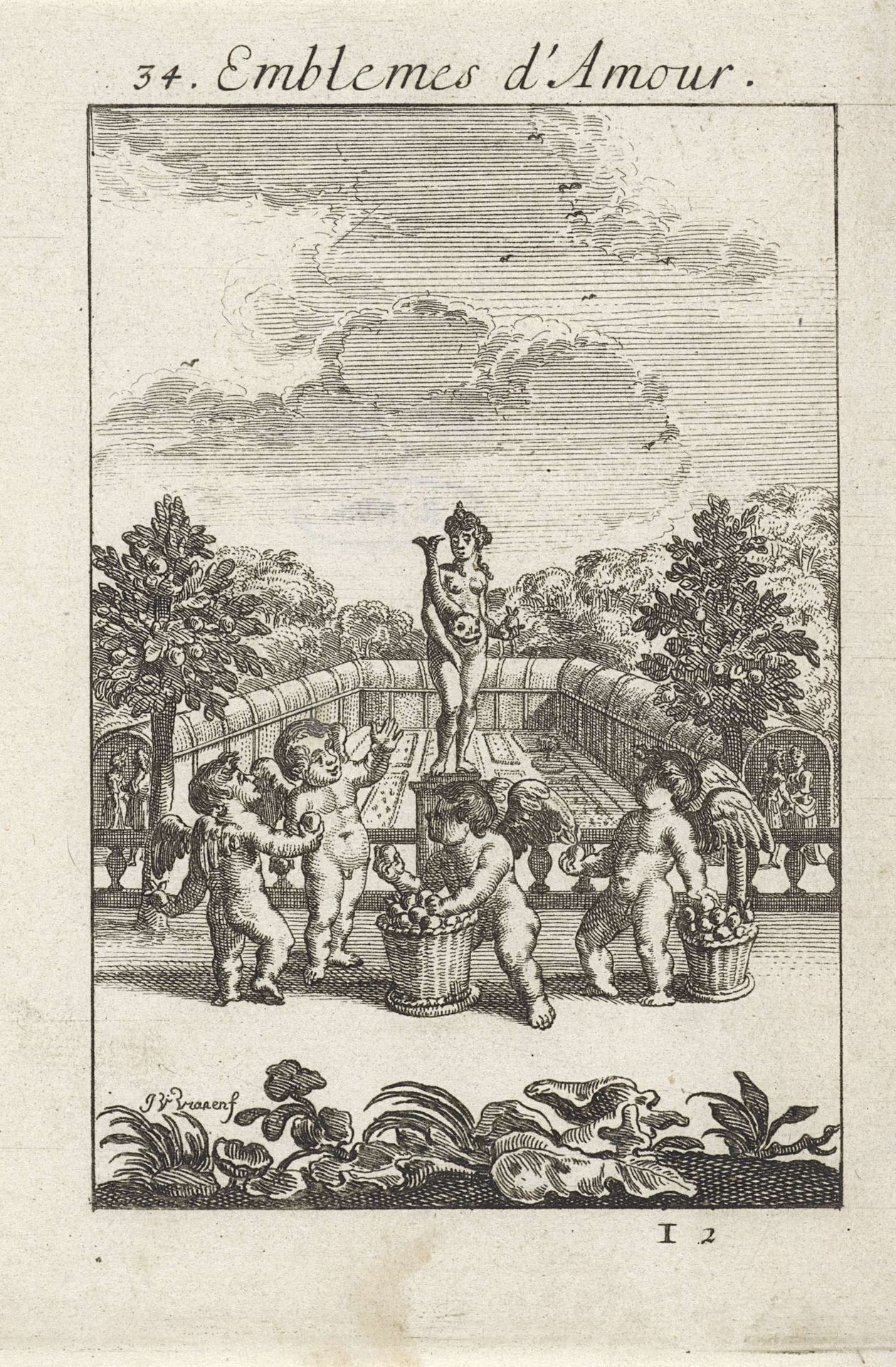 Putti met vruchten bij een tuin by Jan van Vianen