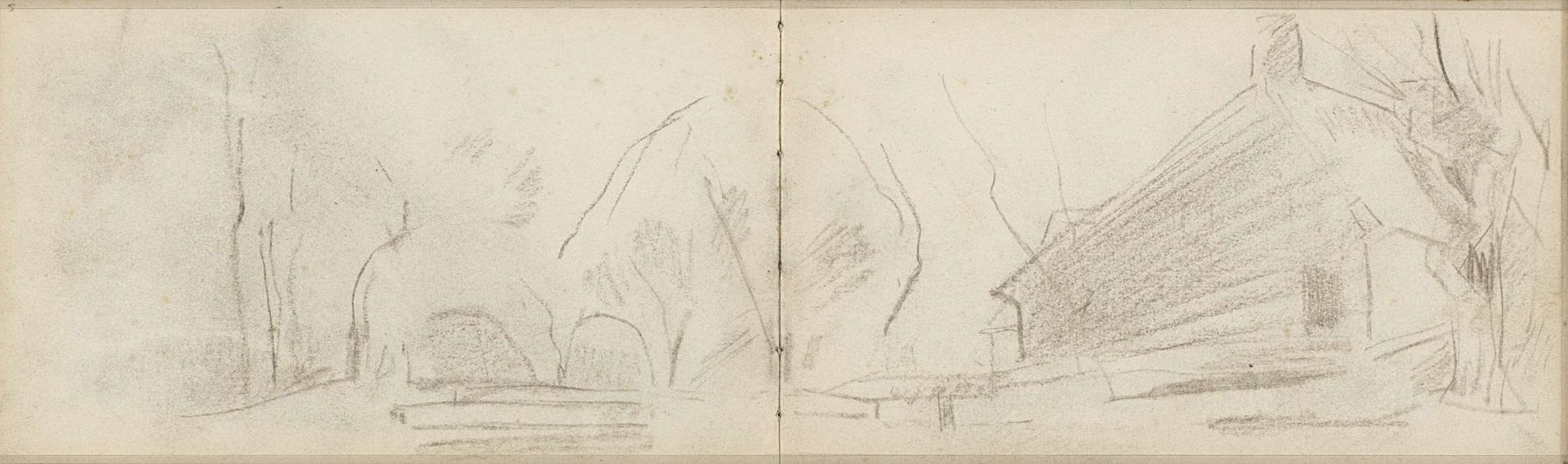 Landschap met boerderij by George Hendrik Breitner