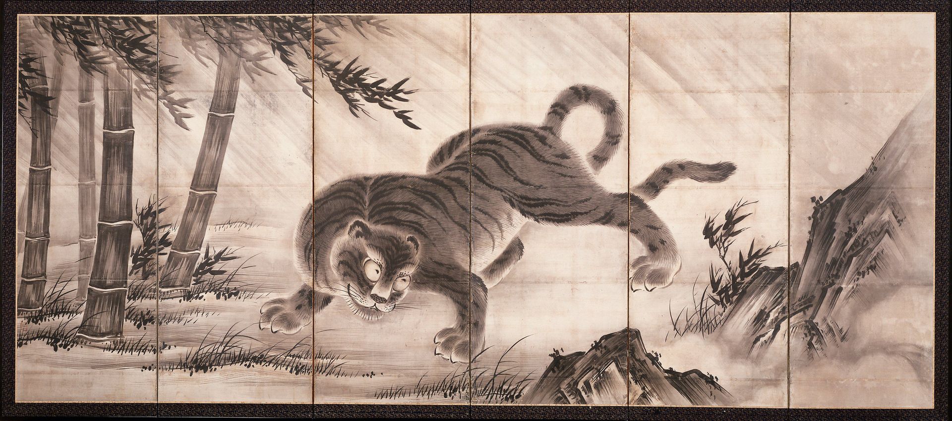 Tiger [left of the pair Dragon and Tiger] by Yamada Dōan