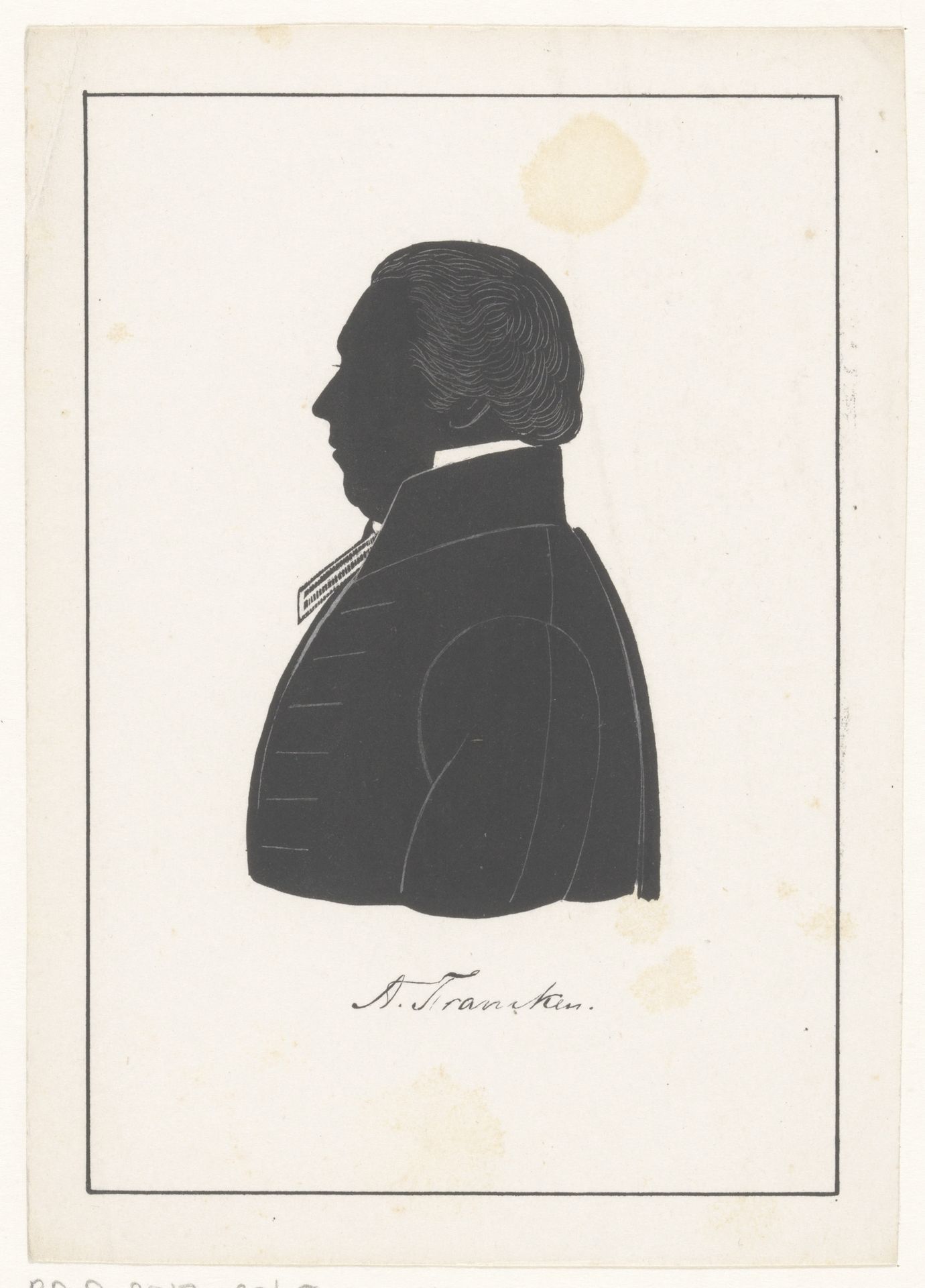Silhouetportret van Ahasueros Francken by Pieter (IV) Barbiers