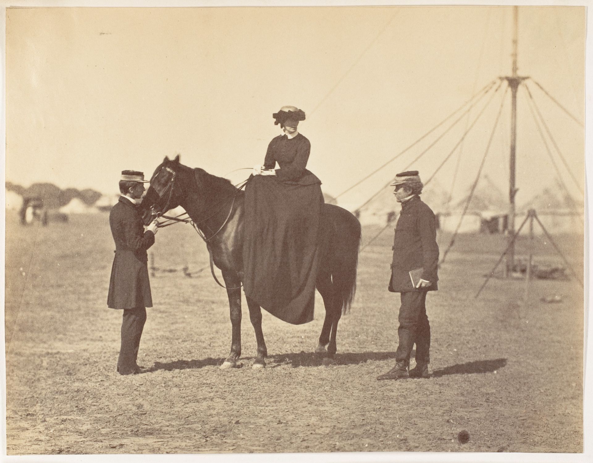 [Lady Canning on her Black Arab and Lord Clyde, Commander in Chief] by Jean Baptiste Oscar Mallitte