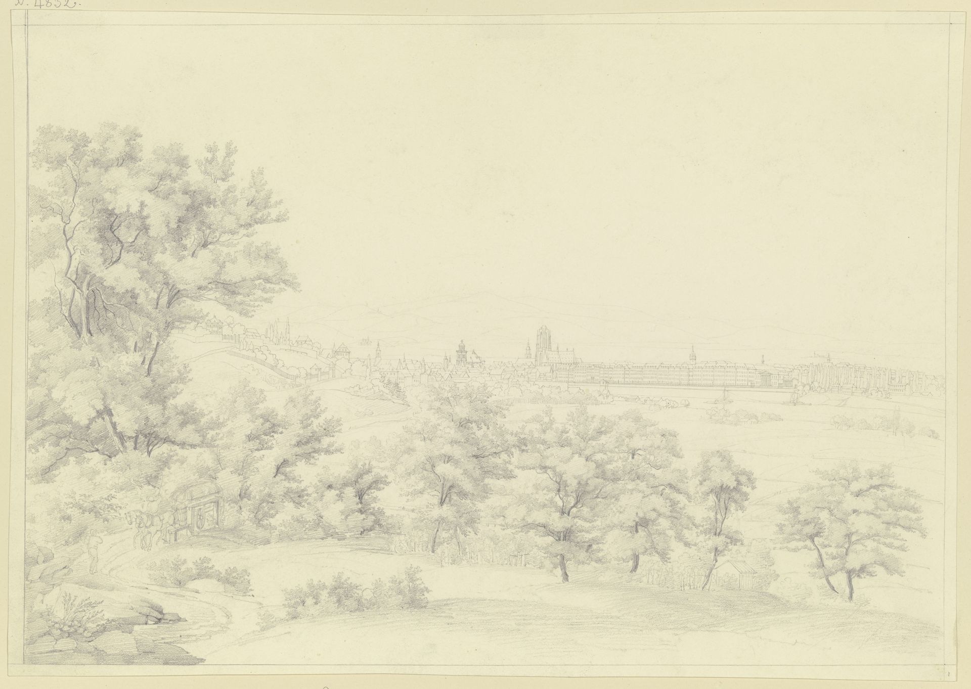 Ansicht von Frankfurt am Main von Oberrad gesehen by Friedrich Joseph Ehemant