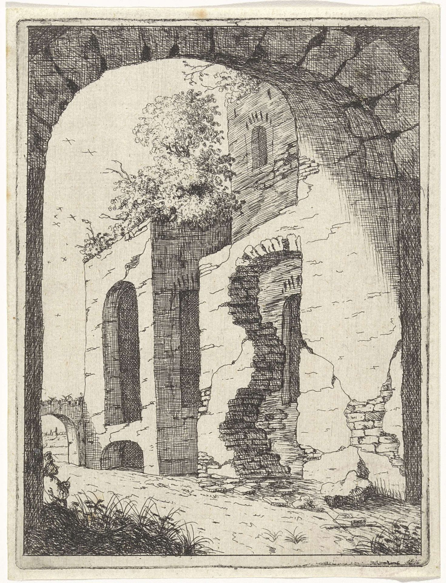 Begroeide ruïne by M. Schaep