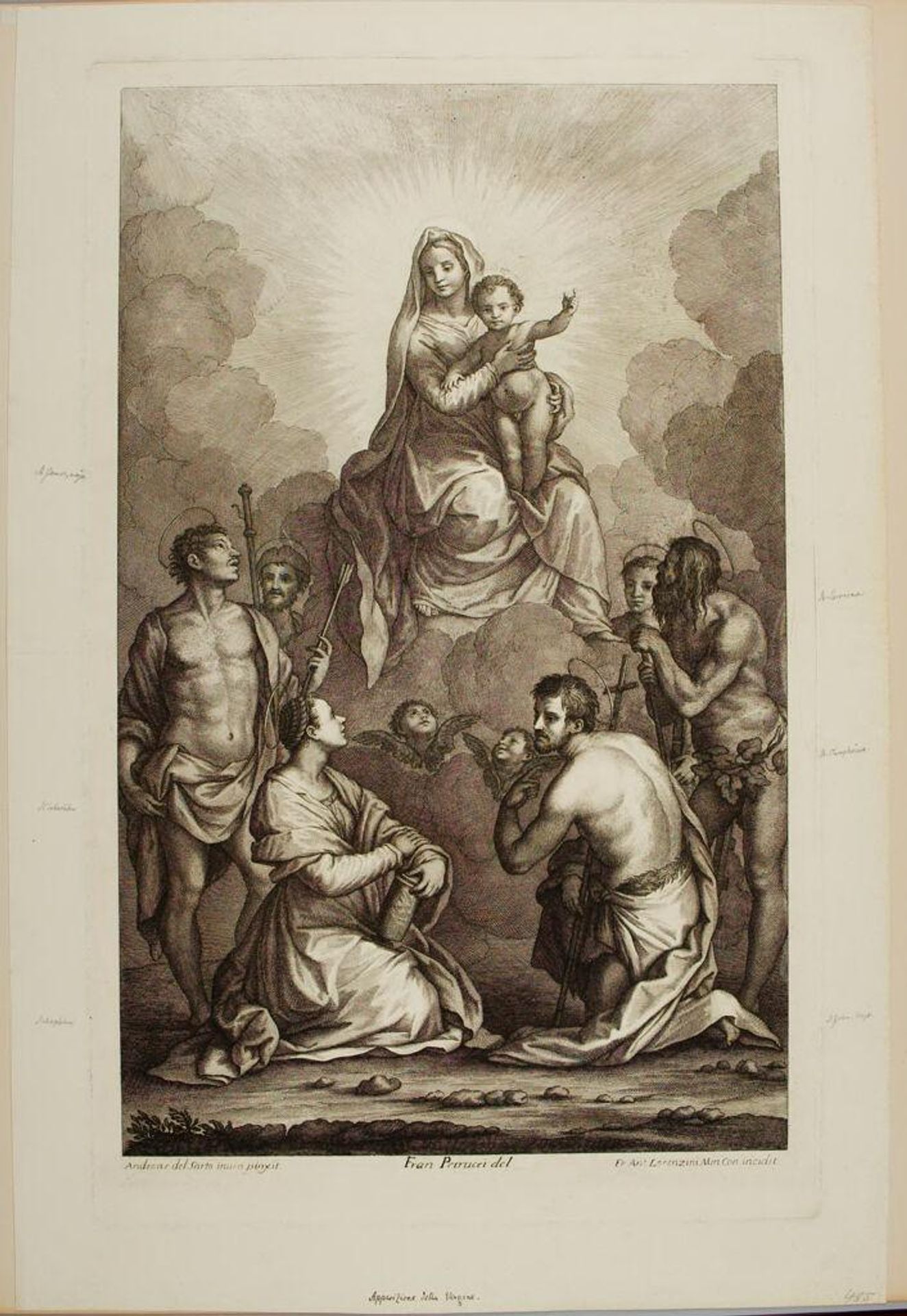 Madonna and Child Appearing to Six Saints by Gianantonio Lorenzini