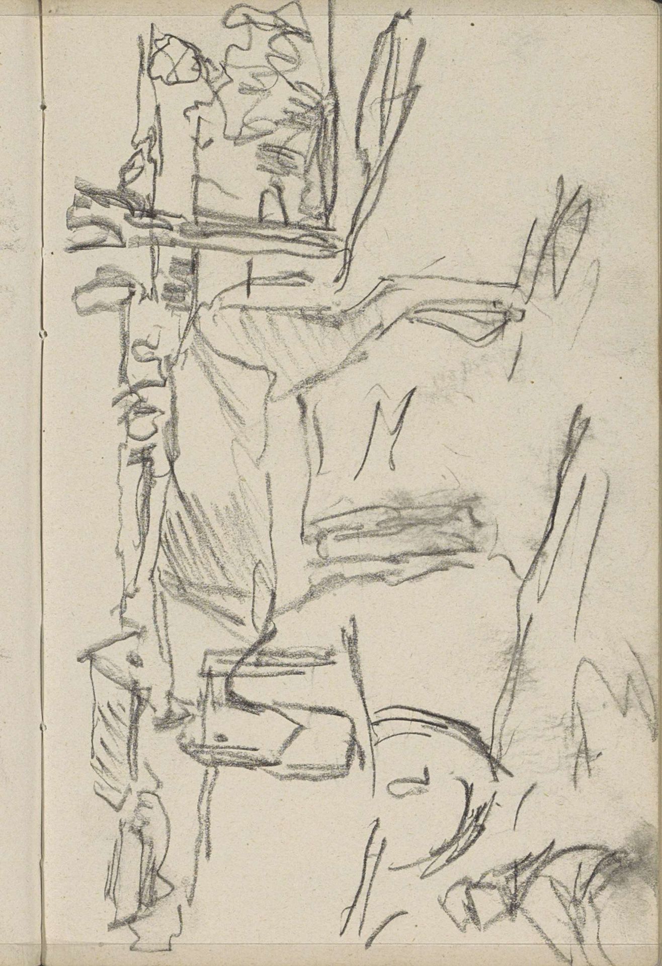 Uitgespannen paard met een haverzak by George Hendrik Breitner