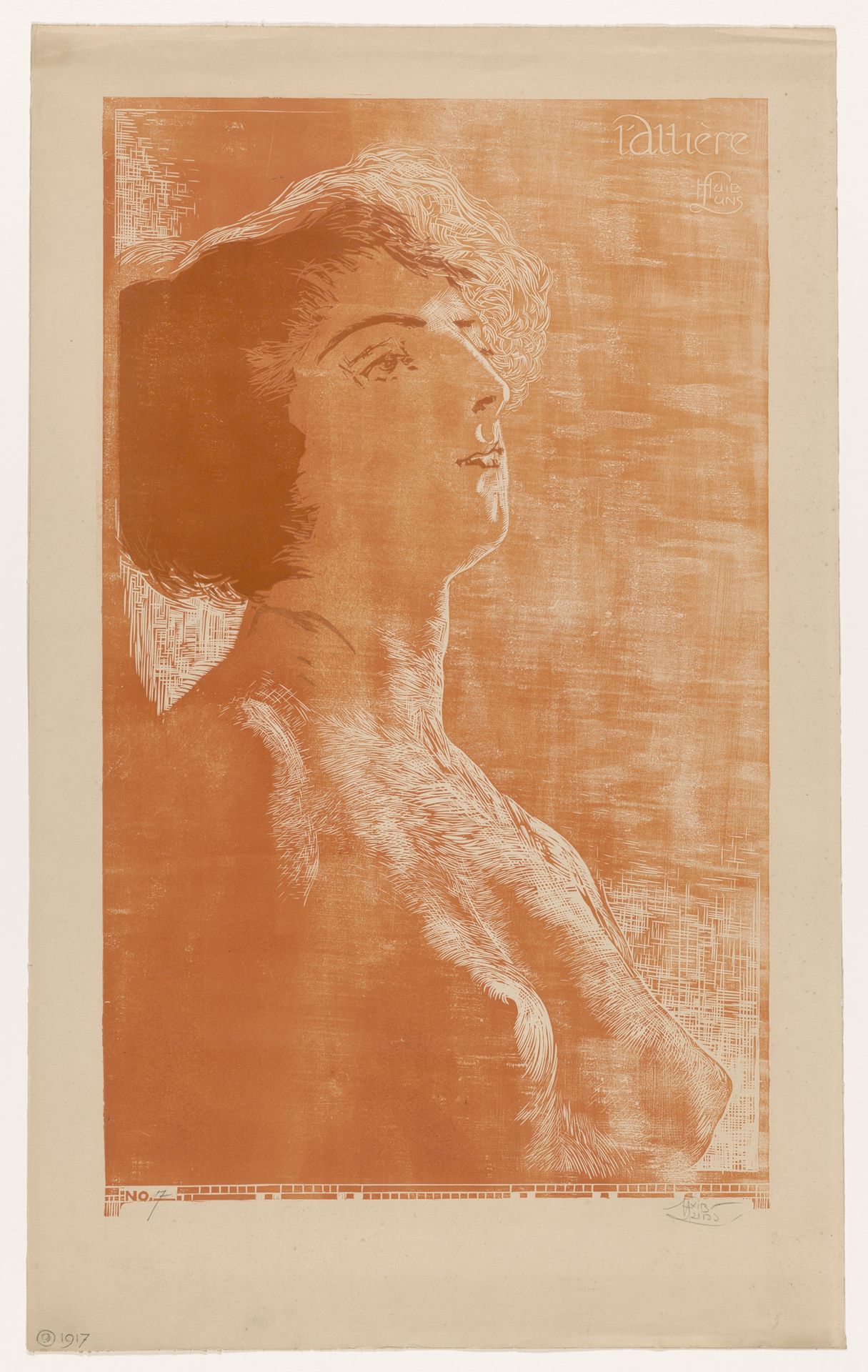 Portret van een vrouw met ontbloot bovenlijf by Huib Luns