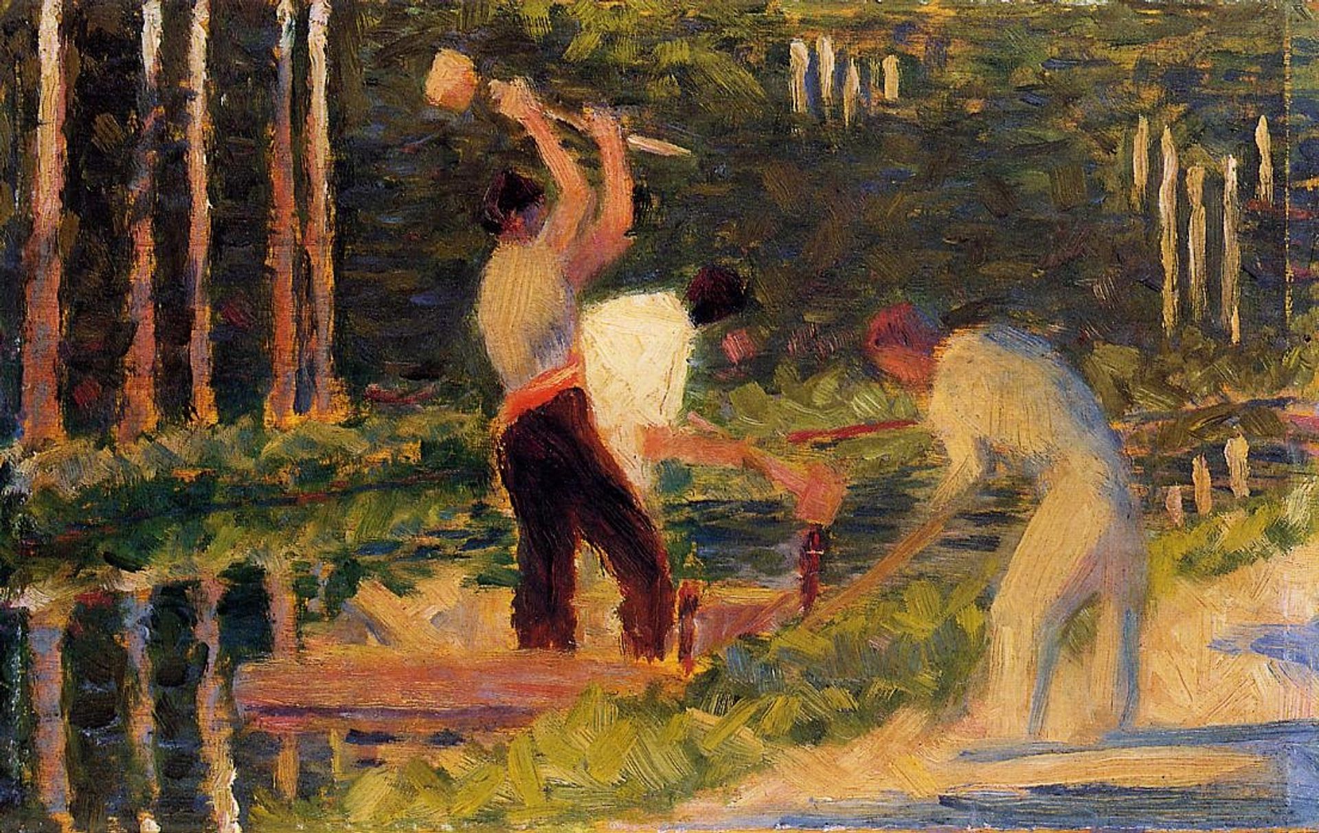 Men Laying Stakes by Georges Seurat