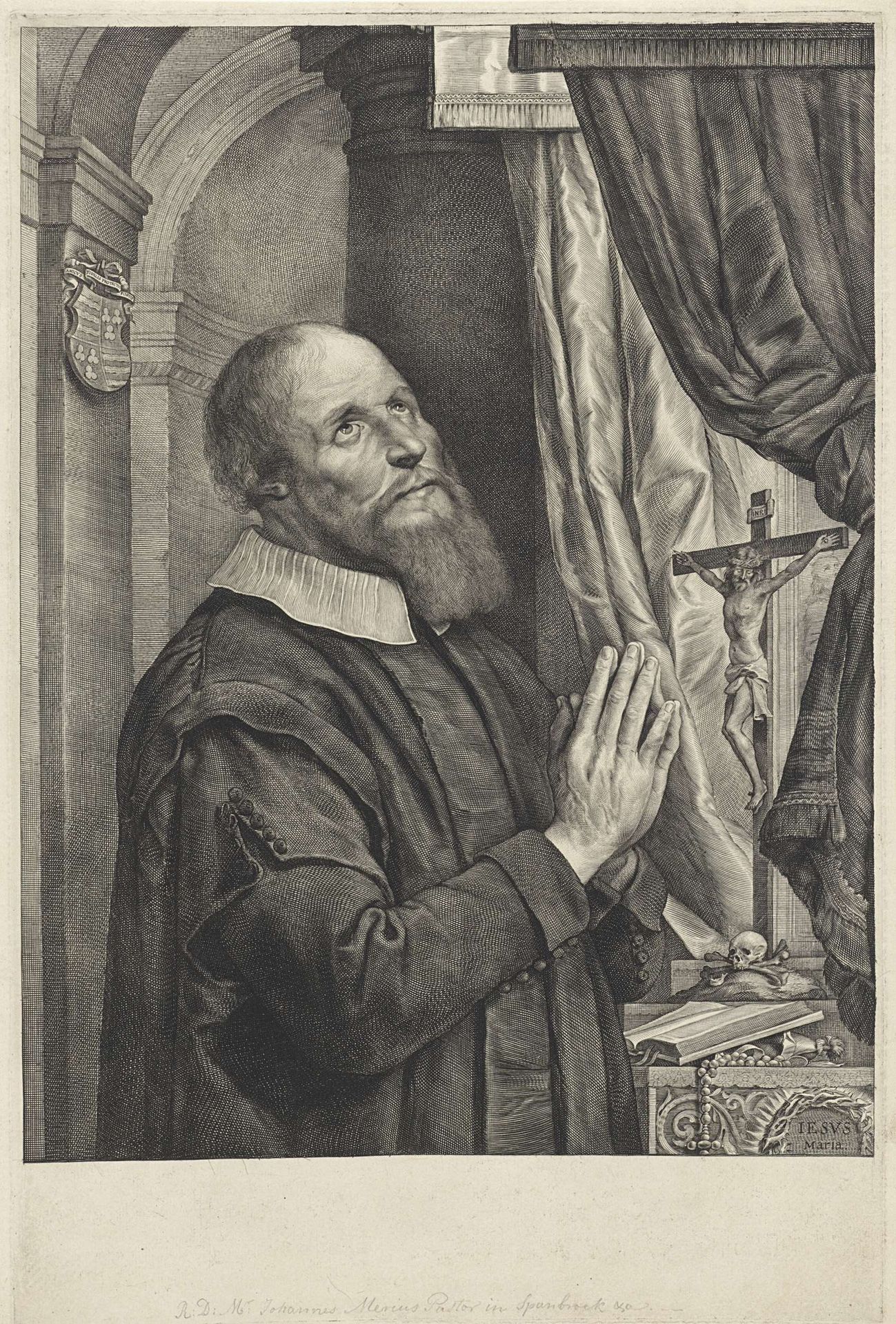 Portret van Joannes van der Meer by Cornelis Visscher