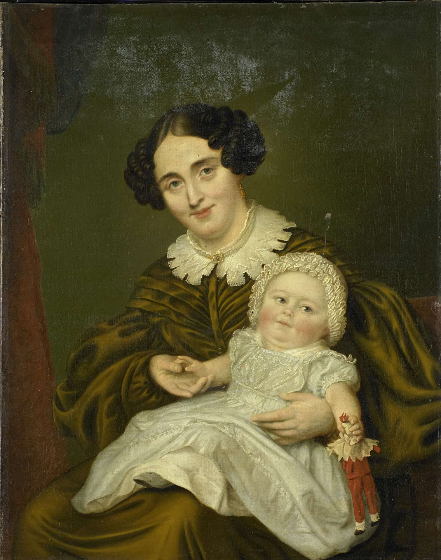 Dubbelportret van een vrouw, waarschijnlijk Johanna Gesiena van Demmeltraadt (1804-1878), echtgenote van Jan Hendrik Carp (1788-1845) en haar zoon Clemens Johan (1834-1889) of dochter Anna Johanna (1842-1901) by Louis Moritz