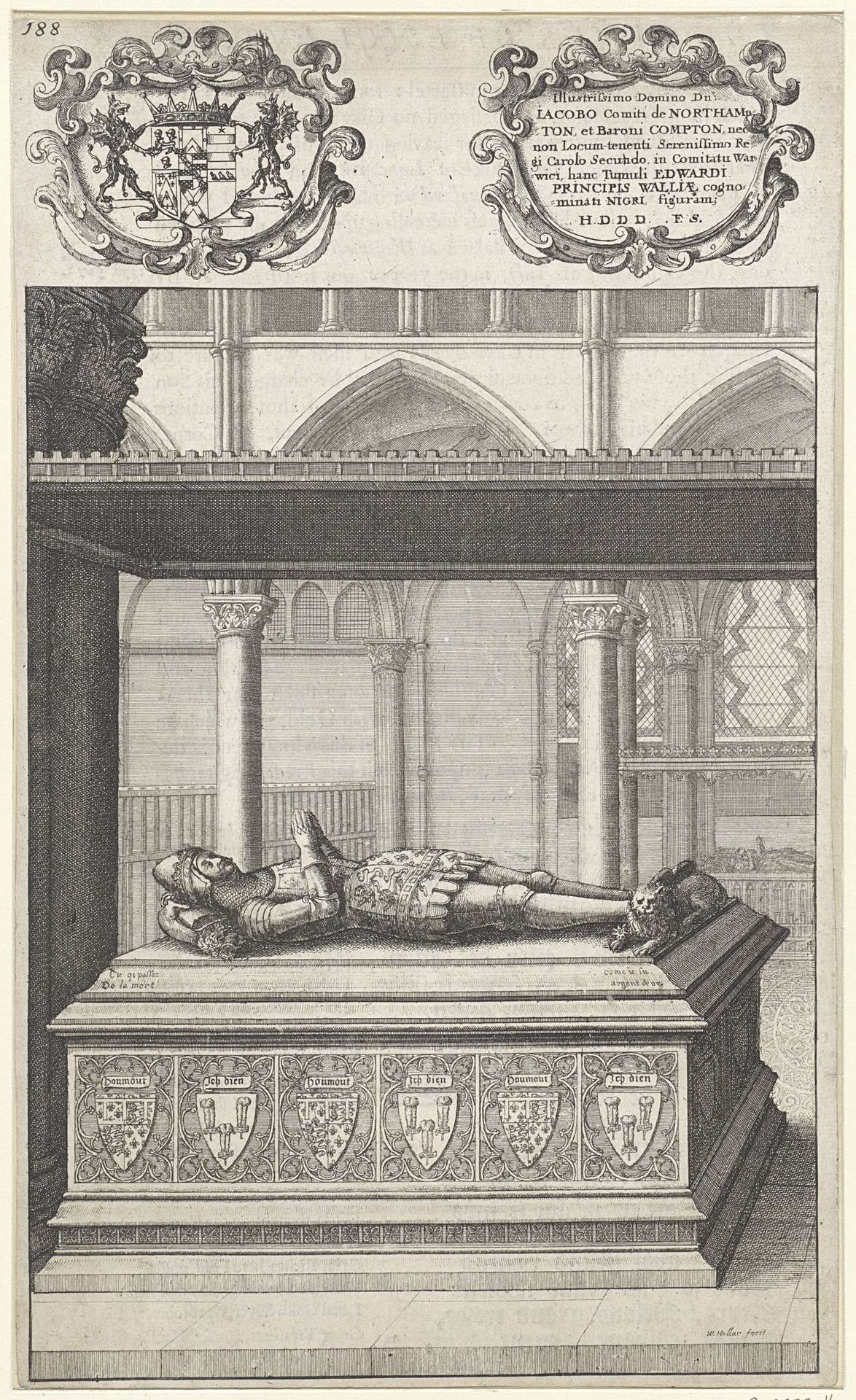 Grafmonument van Eduard van Woodstock, prins van Wales by Wenceslaus Hollar