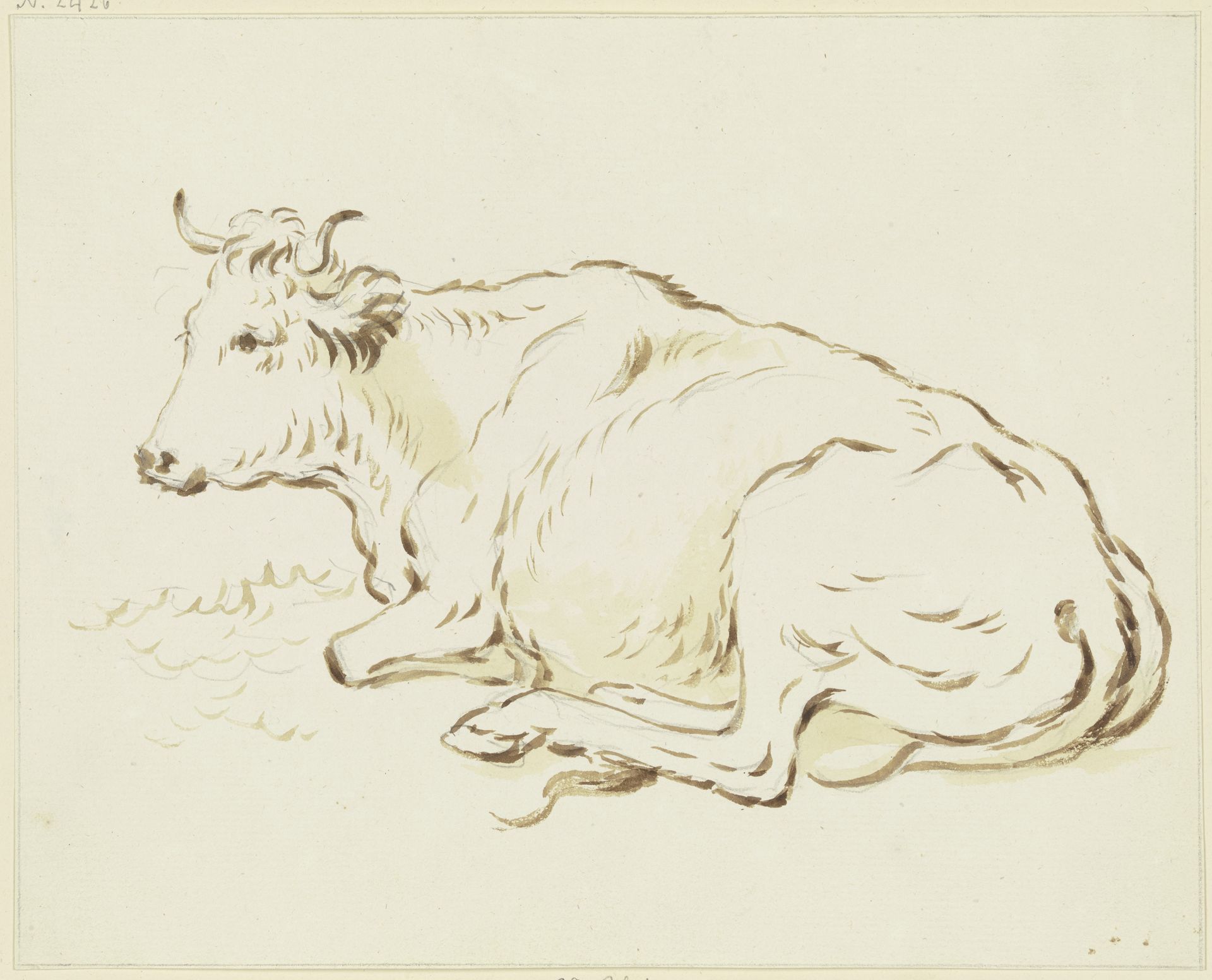 Lying cattle to the left by Friedrich Wilhelm Hirt