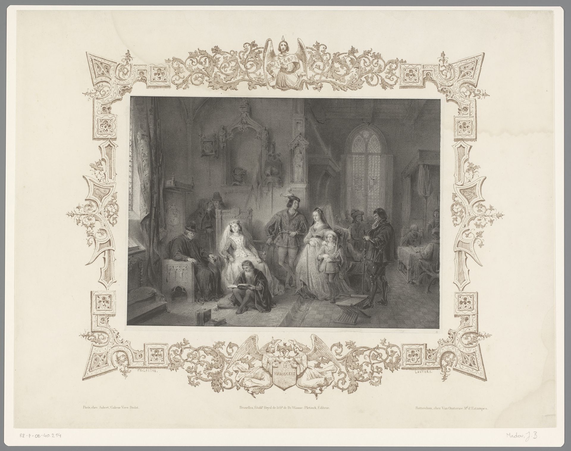 Jongen leest in gezelschap een manuscript by Jean-Baptiste Madou