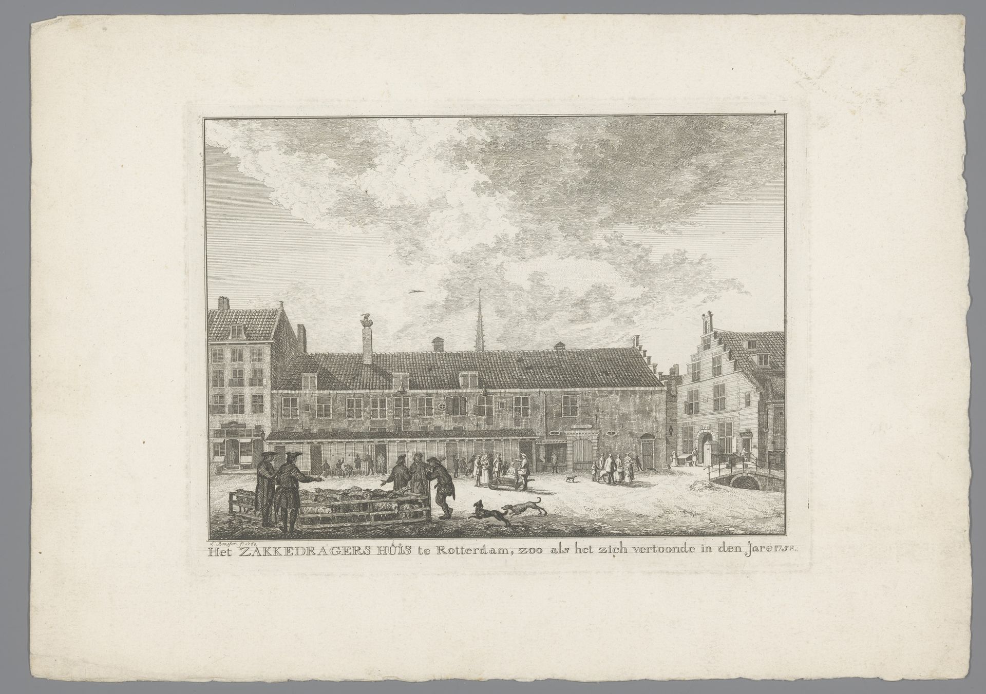Gezicht op het Zakkendragershuis in Rotterdam by Leendert Brasser