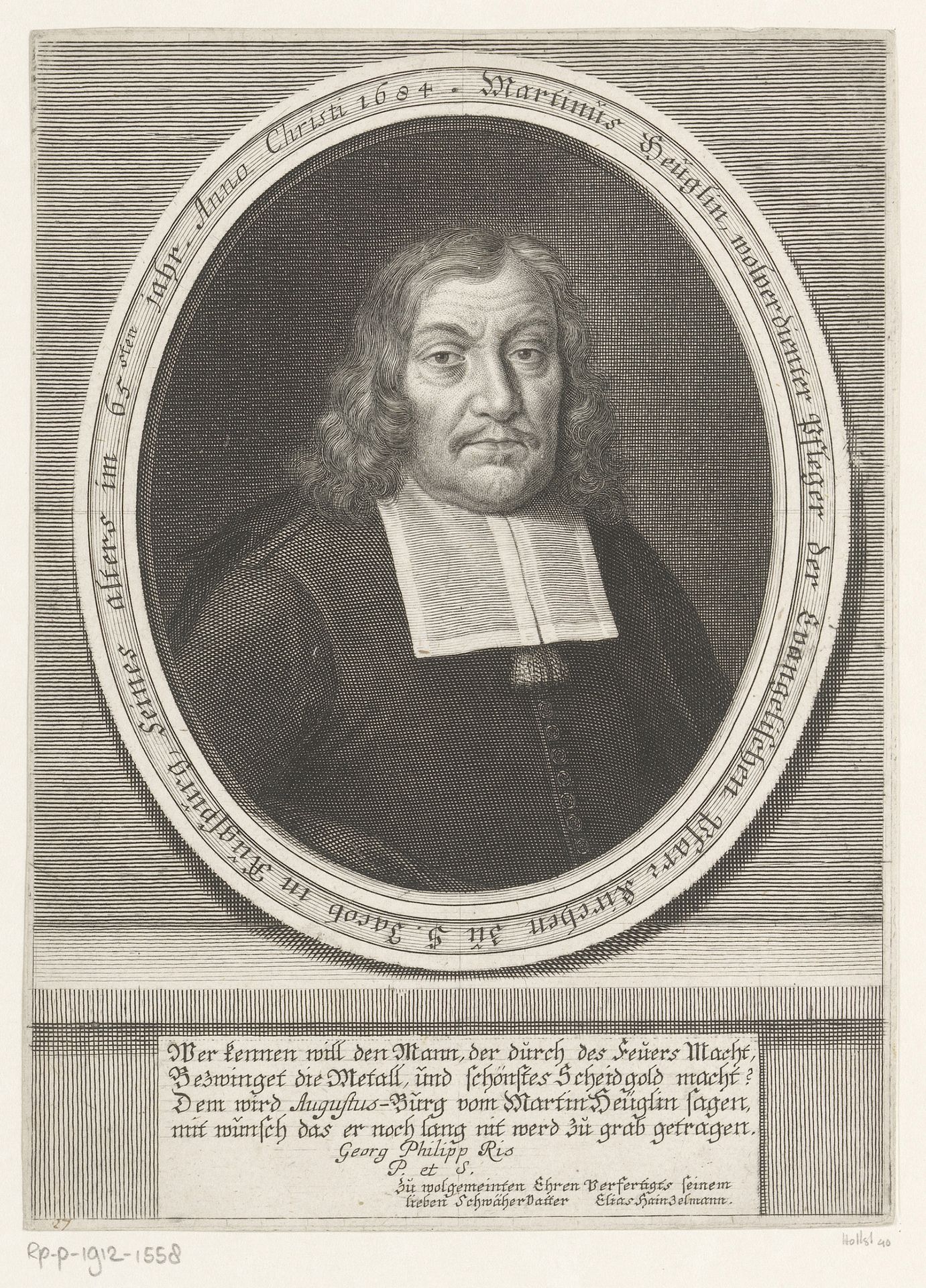 Portret van Johann Benedikt Carpzov by Elias Hainzelmann