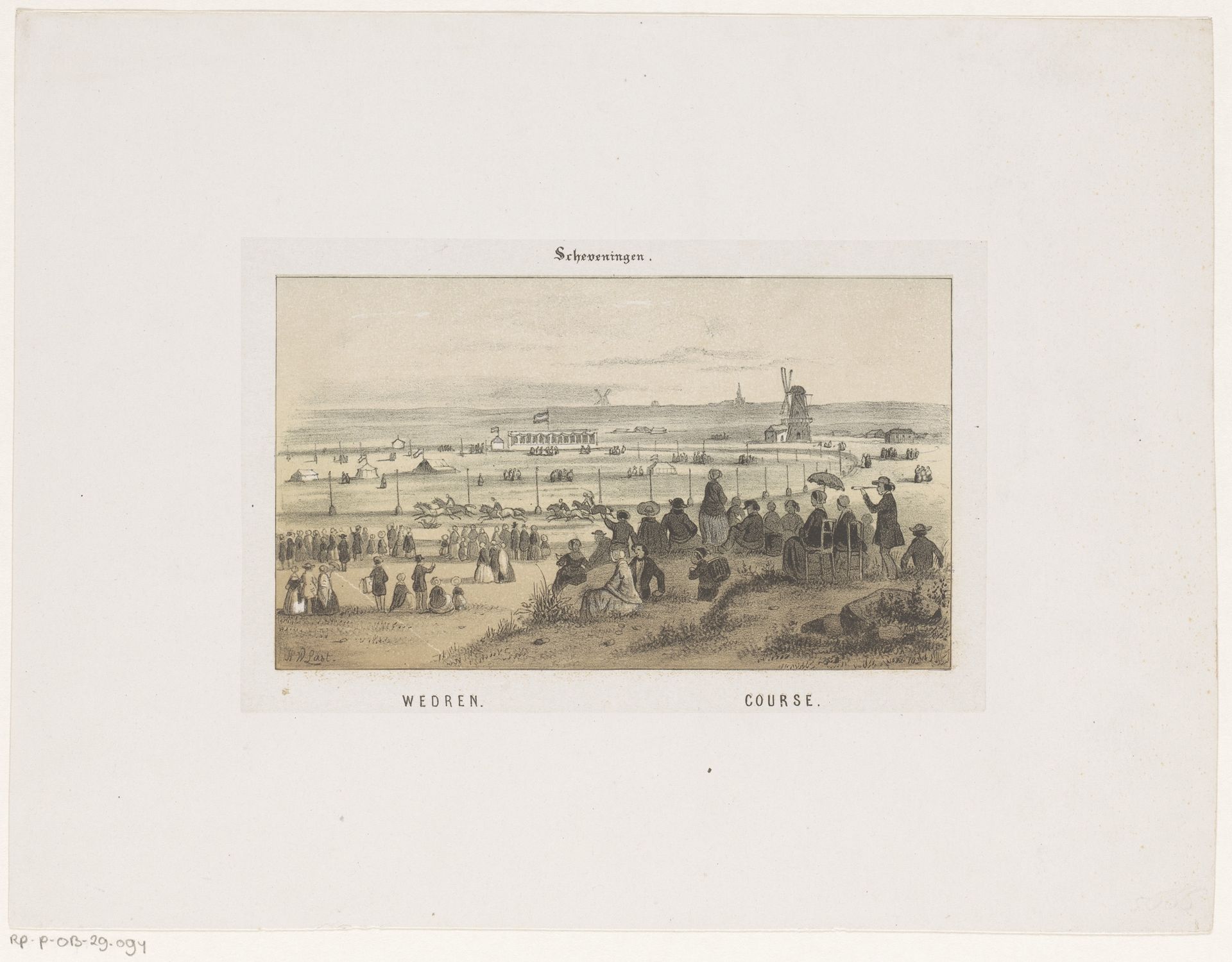 Wedren te Scheveningen op 3 augustus 1846. by Hendrik Wilhelmus Last