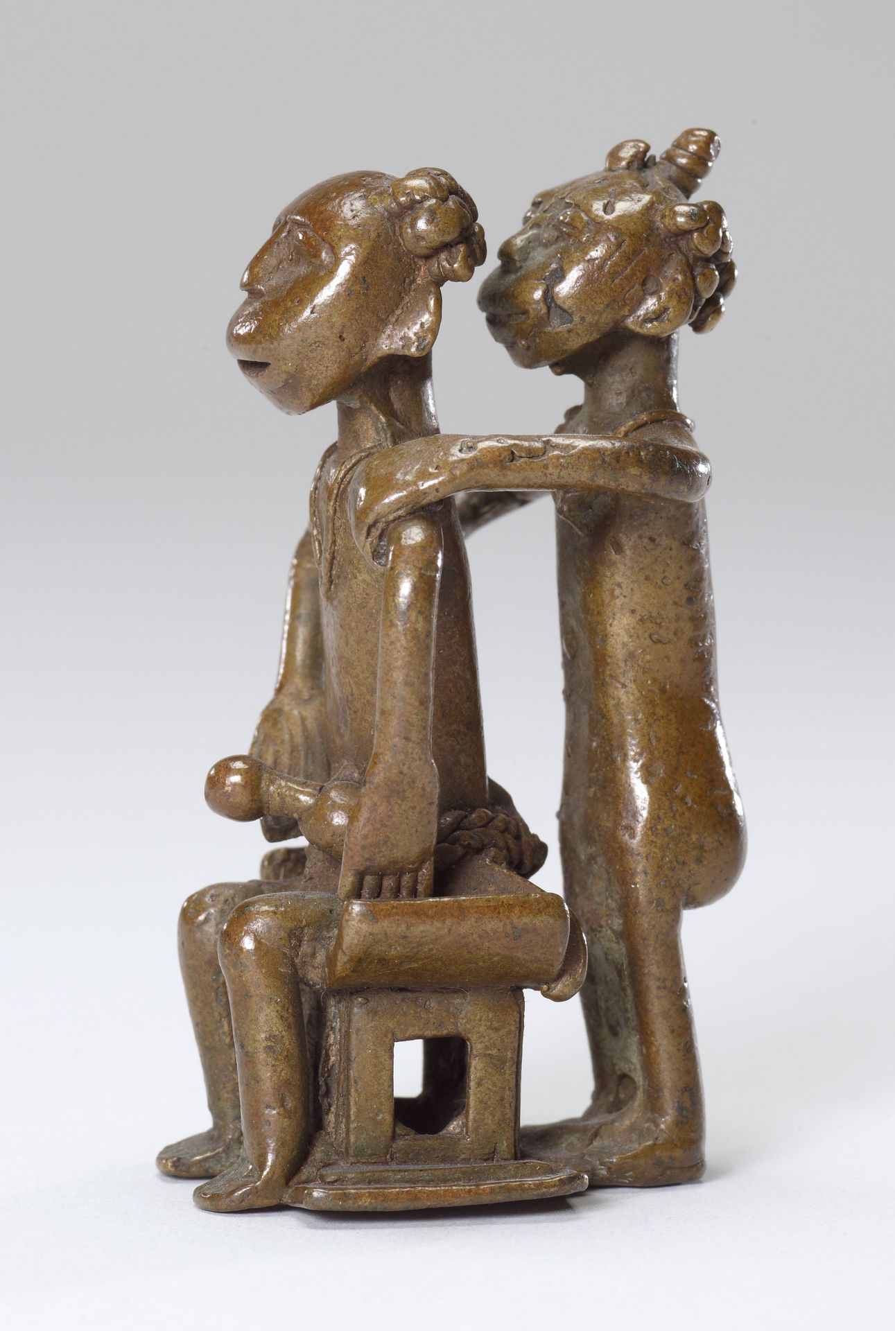 Goldweight [Standing Figure Behind Seated Chief] by Akan