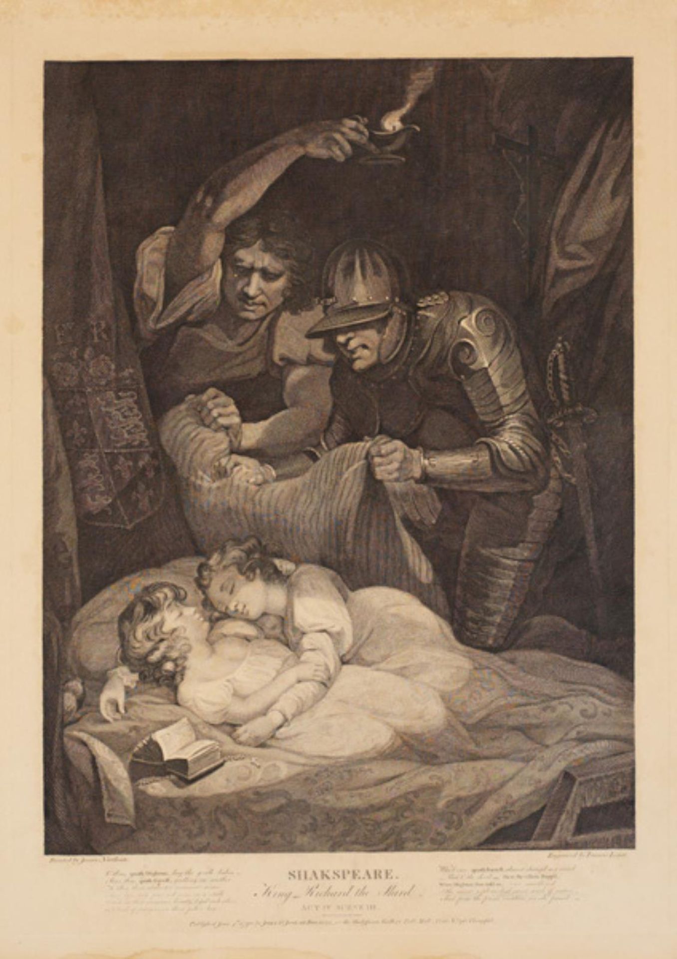 Mordet på Edward V og hans yngre bror, Hertugen af York. Fra William Shakespeares "Richard III", 4. akt, 3 scene by Francis Legat