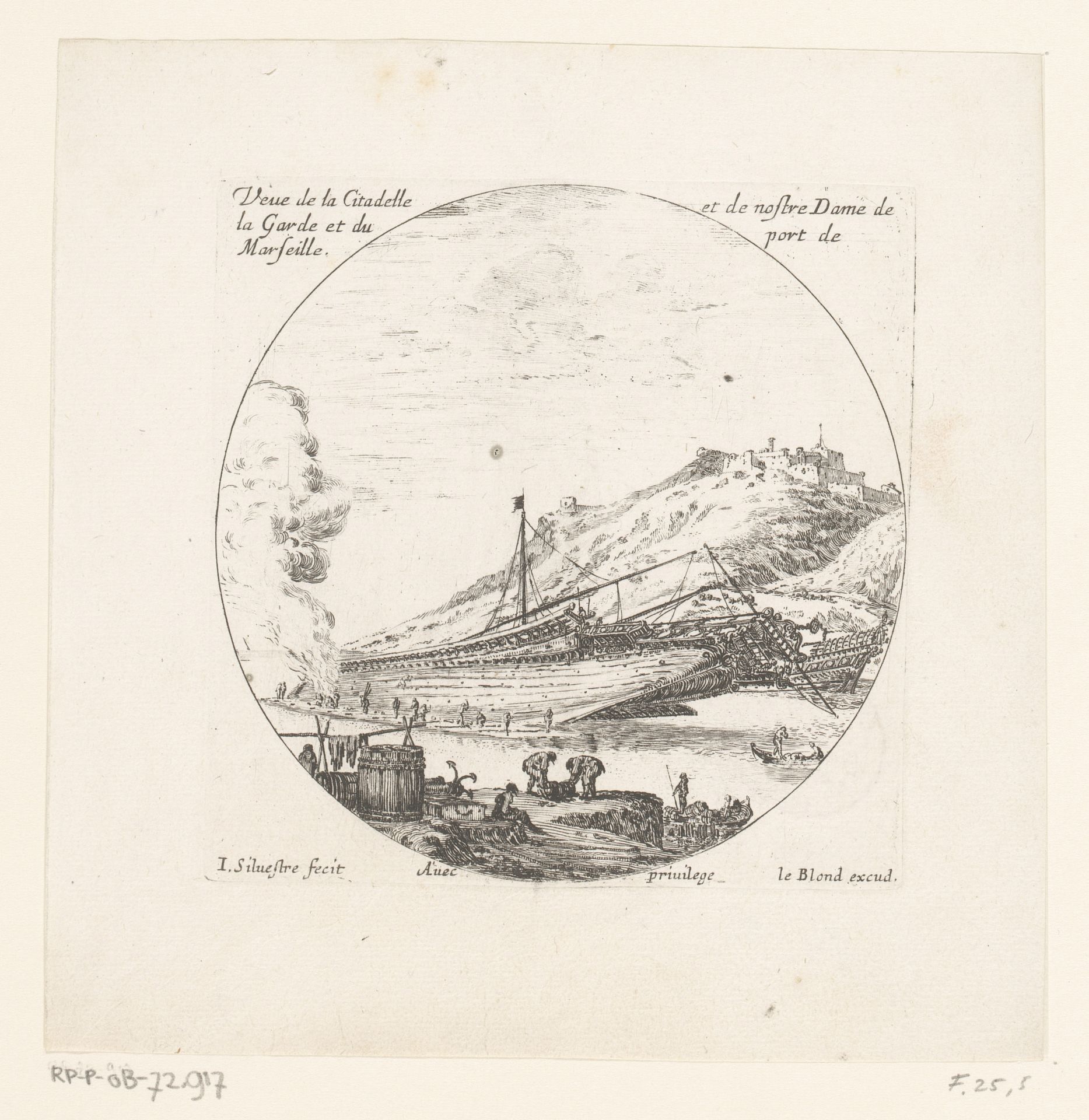 Gezicht op de haven van Marseille by Israel Silvestre