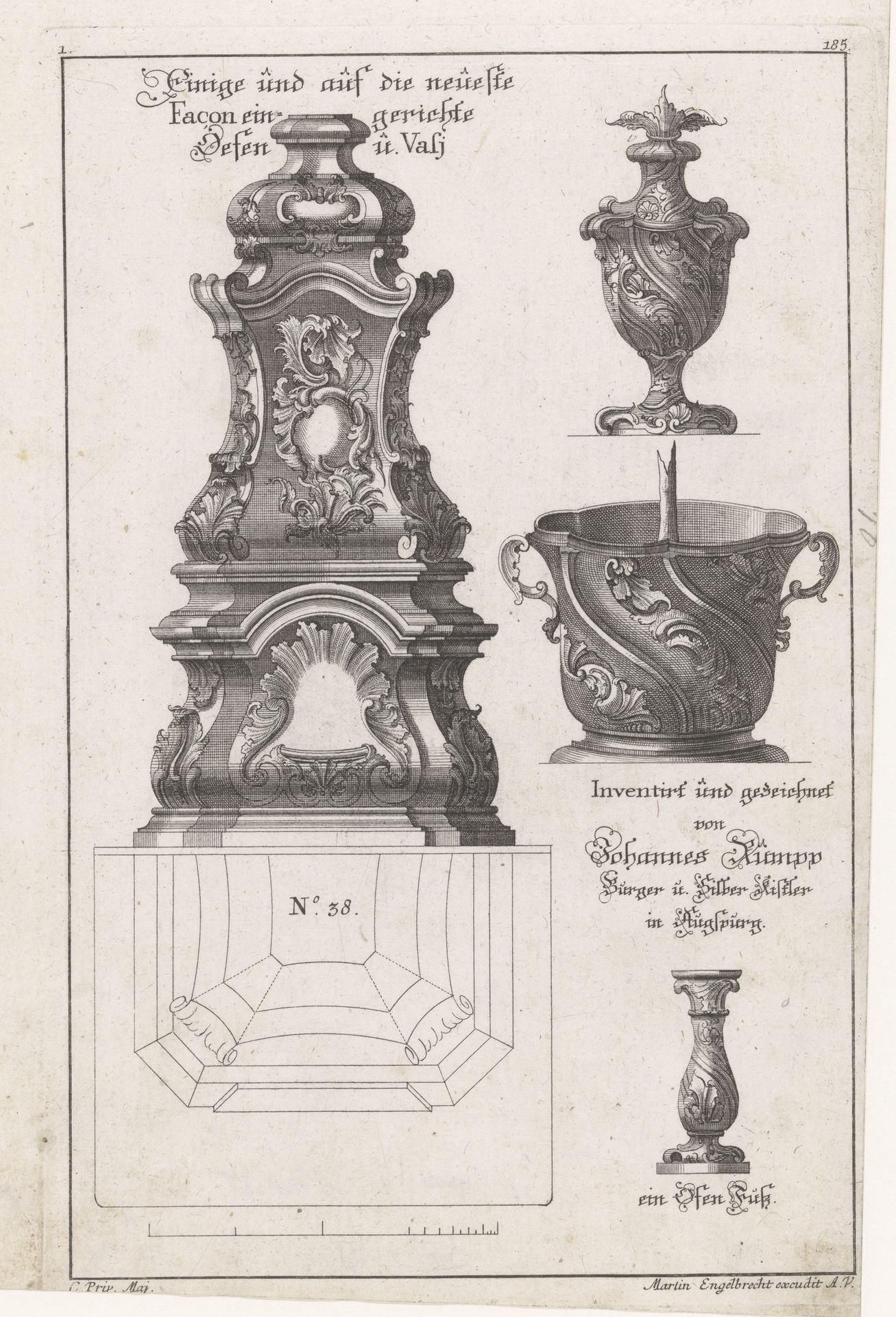 Kachel, vaas, pot en voetstuk by Johann Rumpp