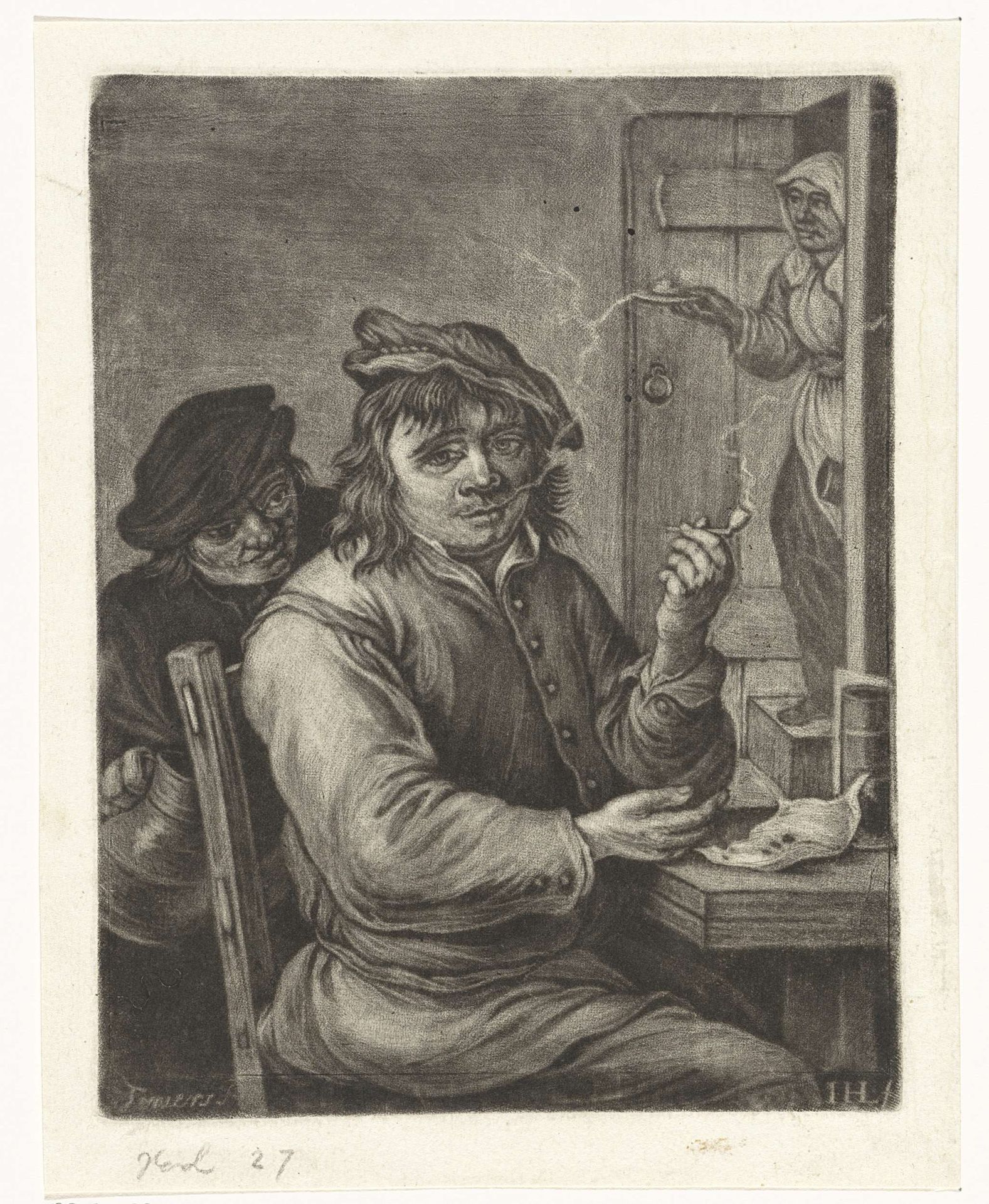 Roker aan een tafel by Jacob Hoolaart