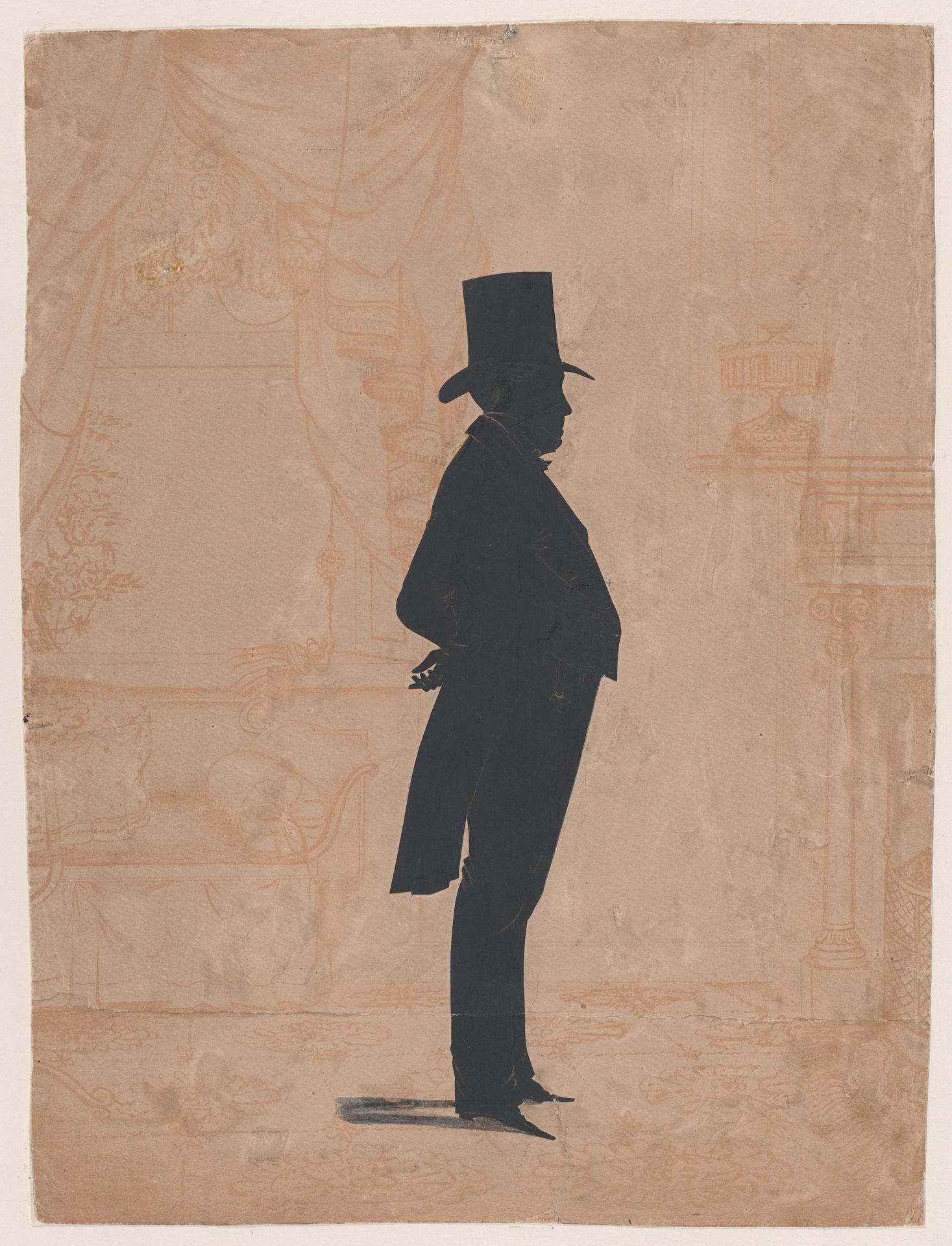 Silhouette of an unknown man in a top hat and tails by William Henry Brown