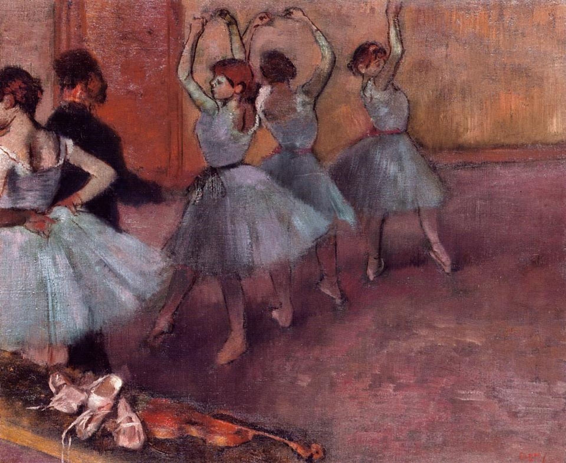 Dancers in Light Blue (Rehearsing in the Dance Studio) by Edgar Degas
